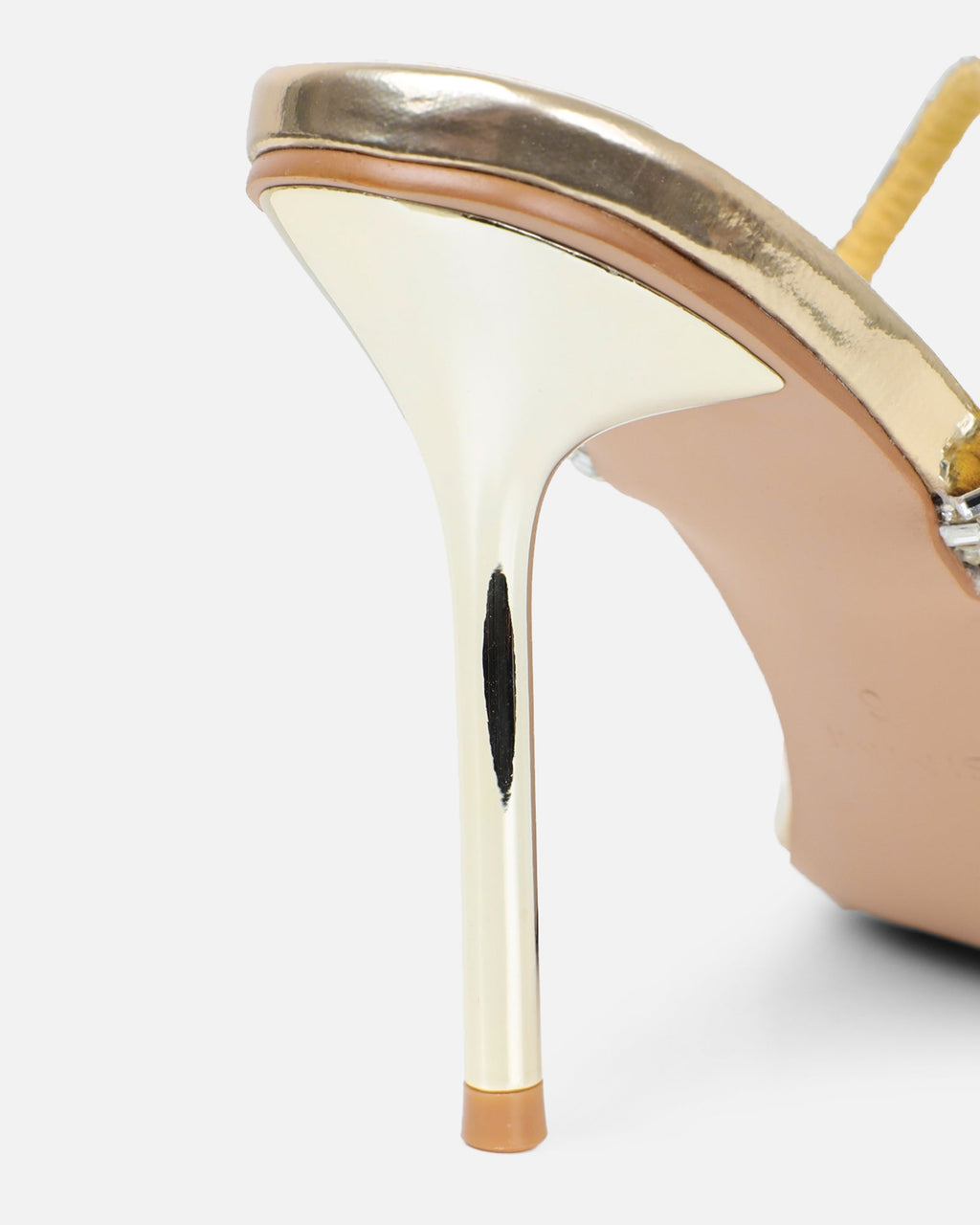 Inessa Gold Mirror Diamante Heeled Sandals