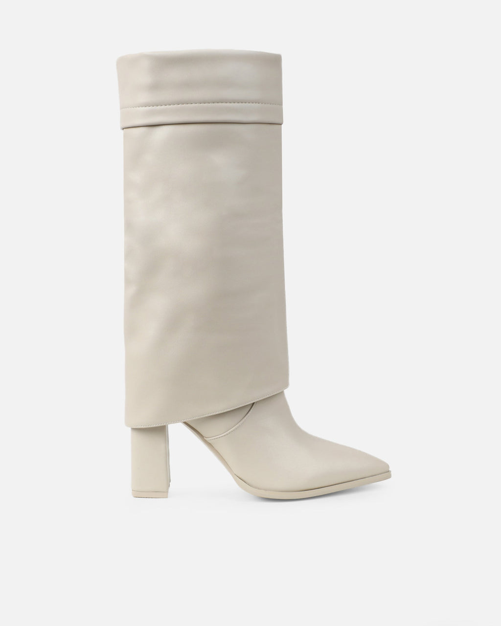 Tamiar Stone Fold Over Block Heeled Knee High Boots