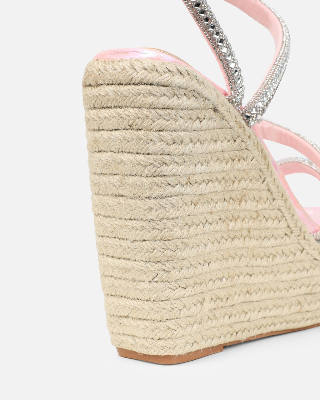 Jama Pink Faux Snake Effect Diamante Espadrille Sandals