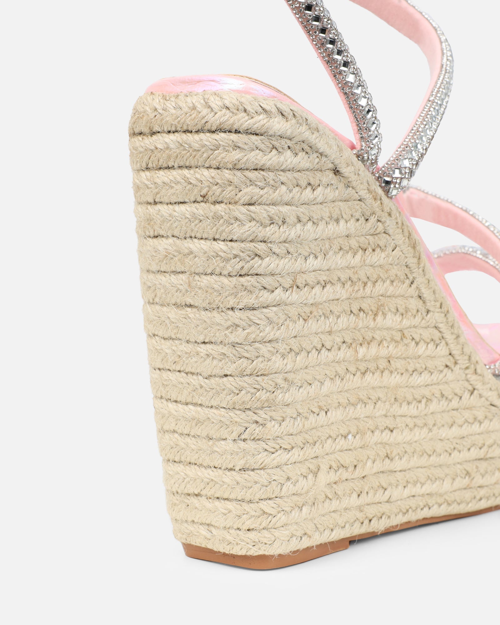 Jama Pink Faux Snake Effect Diamante Espadrille Sandals