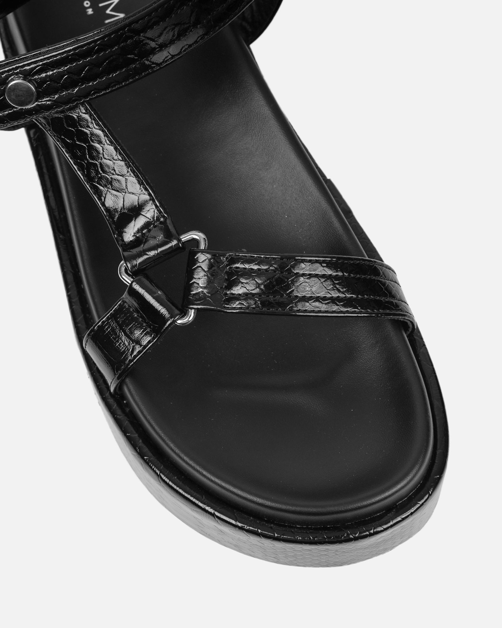 Jamarni Black Croc Print Flatform Sandals