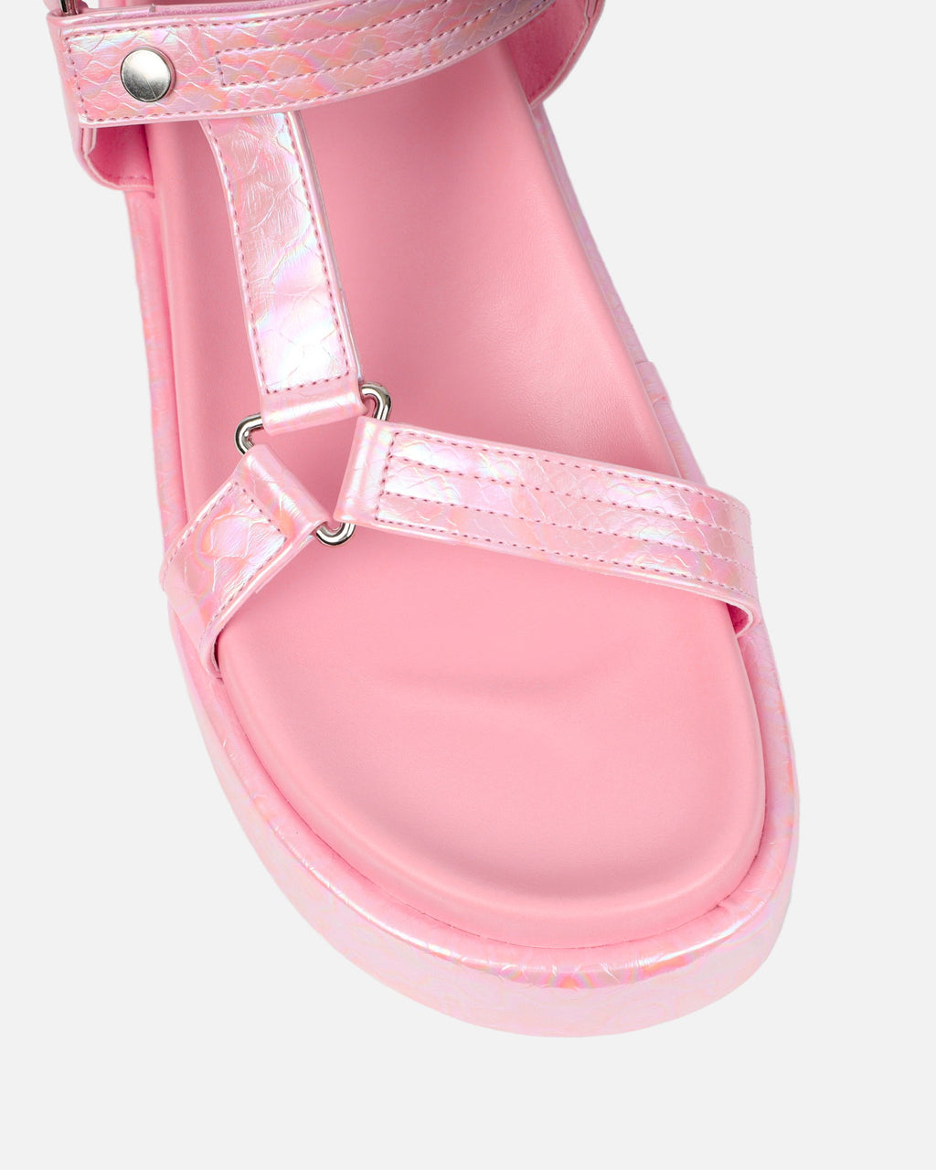 Jamarni Pink Croc Print Flatform Sandals