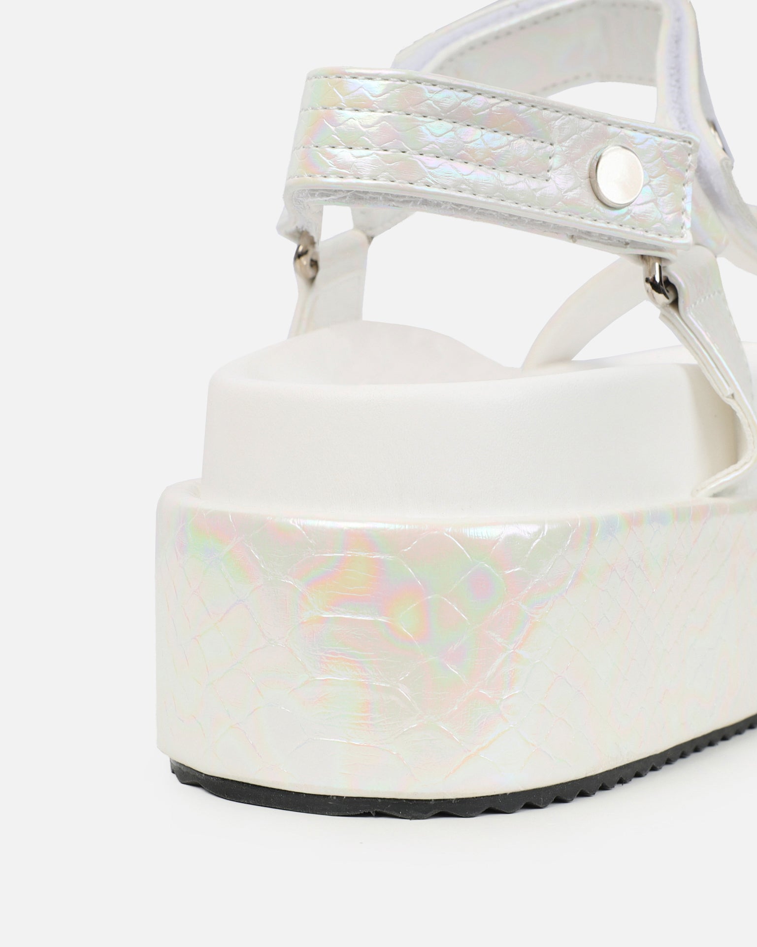 Jamarni White Croc Flatform Sandals