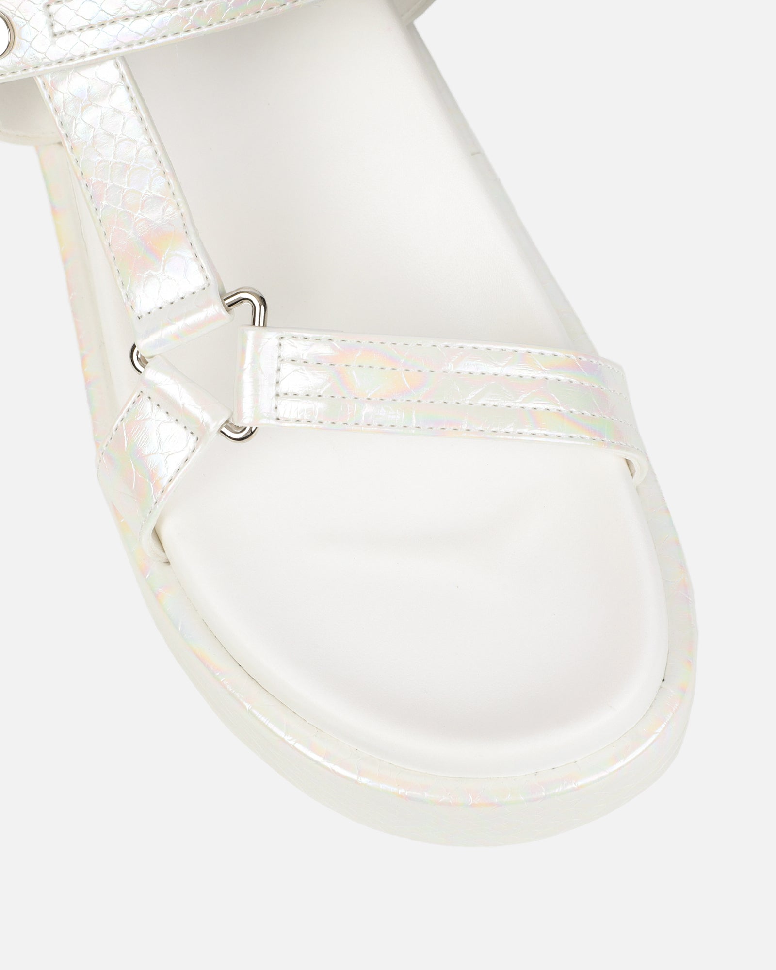 Jamarni White Croc Flatform Sandals