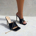 Jamila Black Snake Print Stiletto Mules