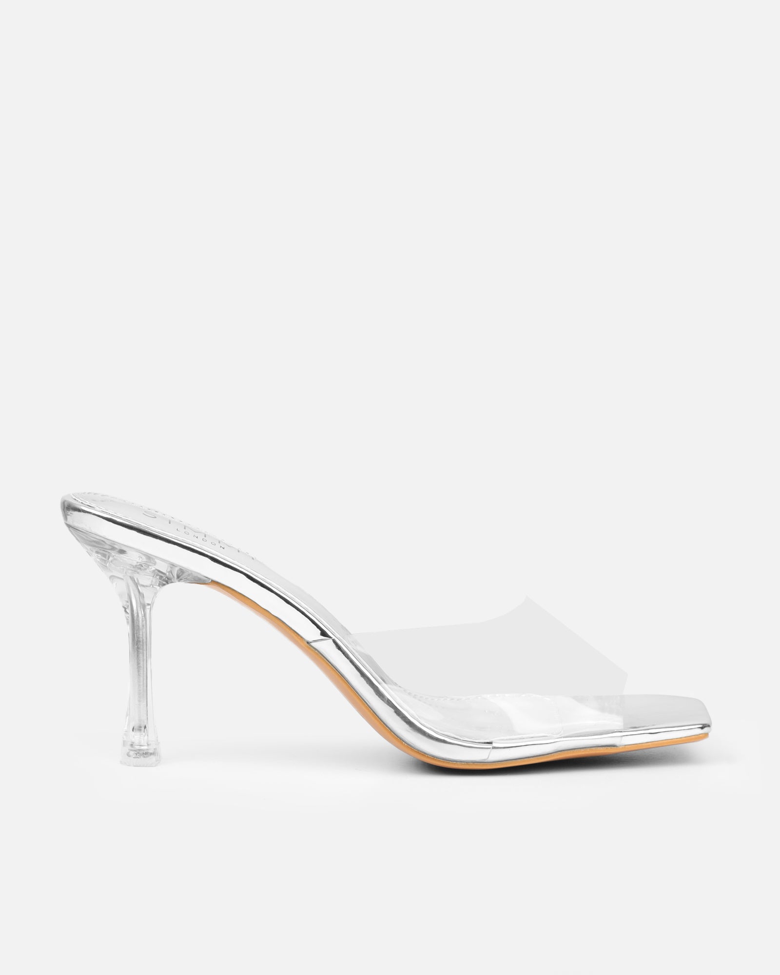 Josephine Clear Silver Mirror Heeled Sandals