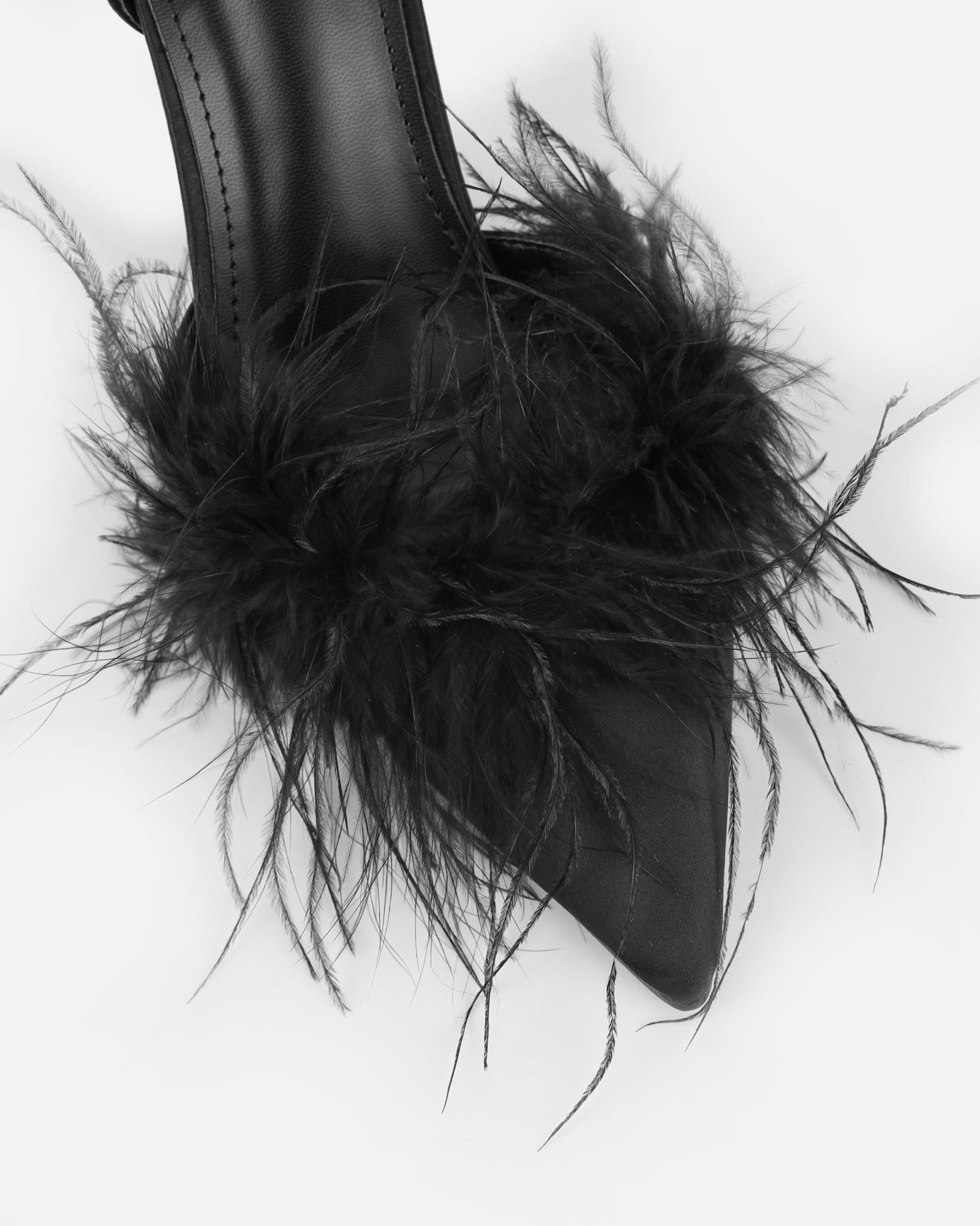 Jube Black Satin Fluffy Court Shoes