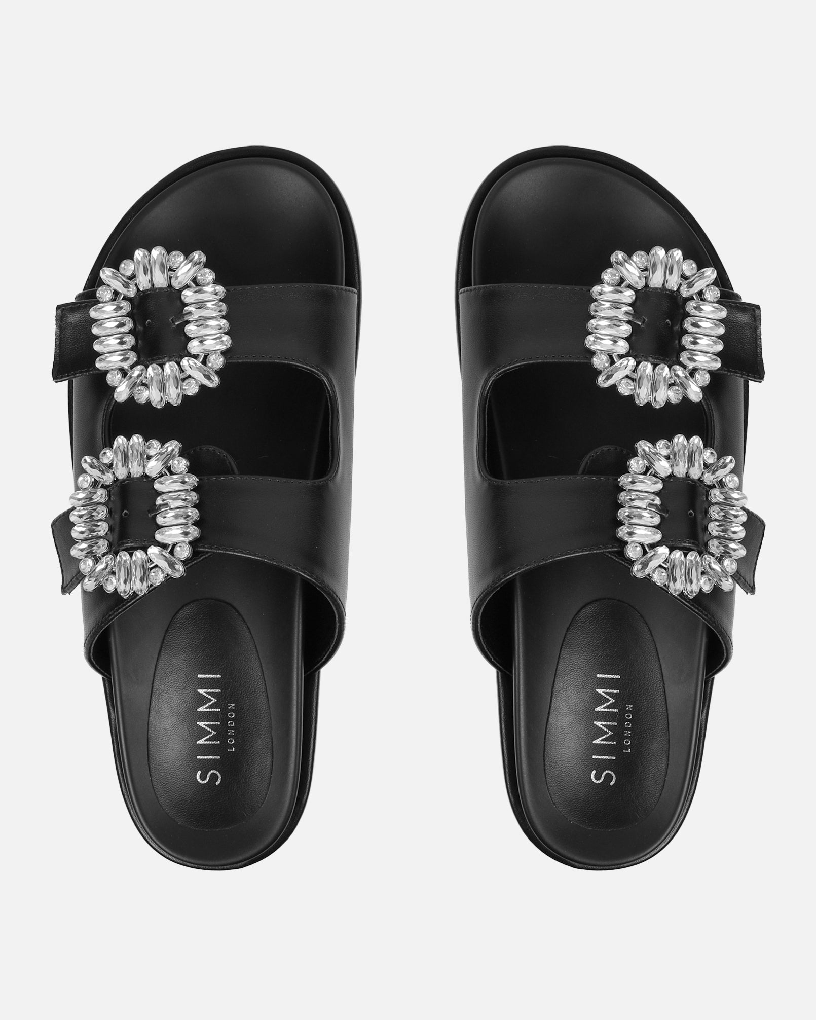 Juliette Black Diamante Slider Sandals