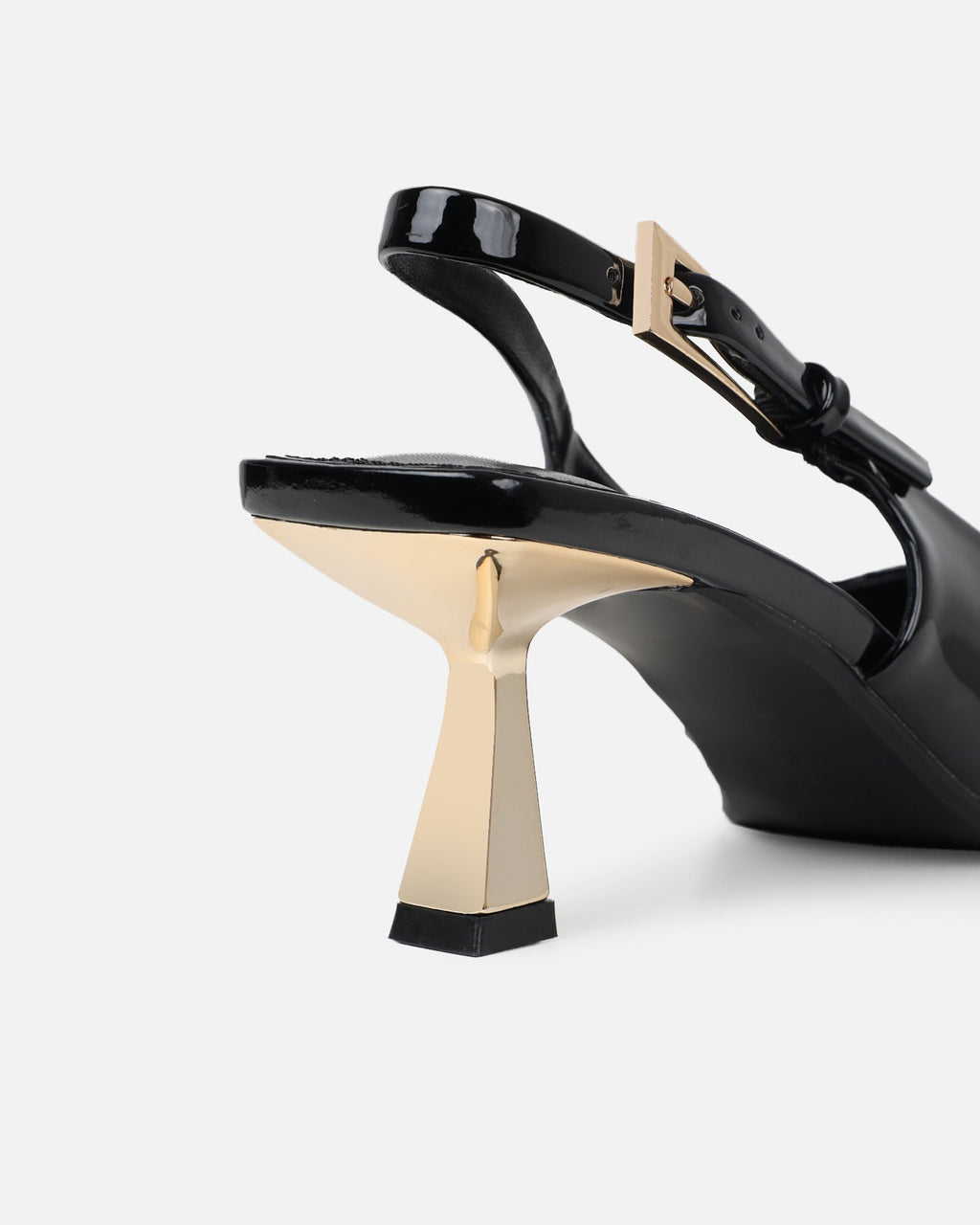 June black patent low sling back court shoes