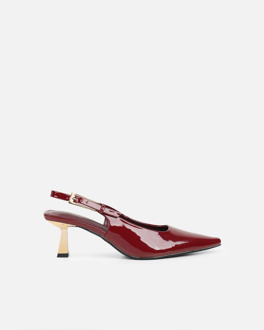 June Burgundy Patent Low Sling Back Court Shoes