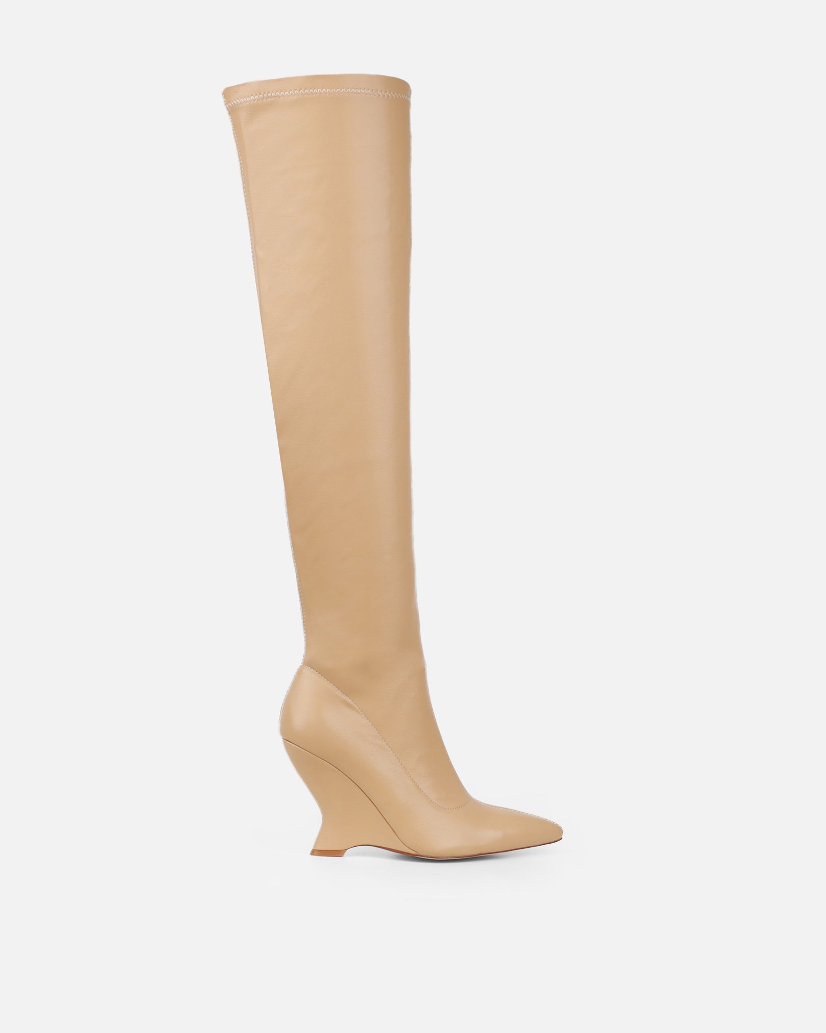 Kadeem Nude Wedge Over The Knee Boots