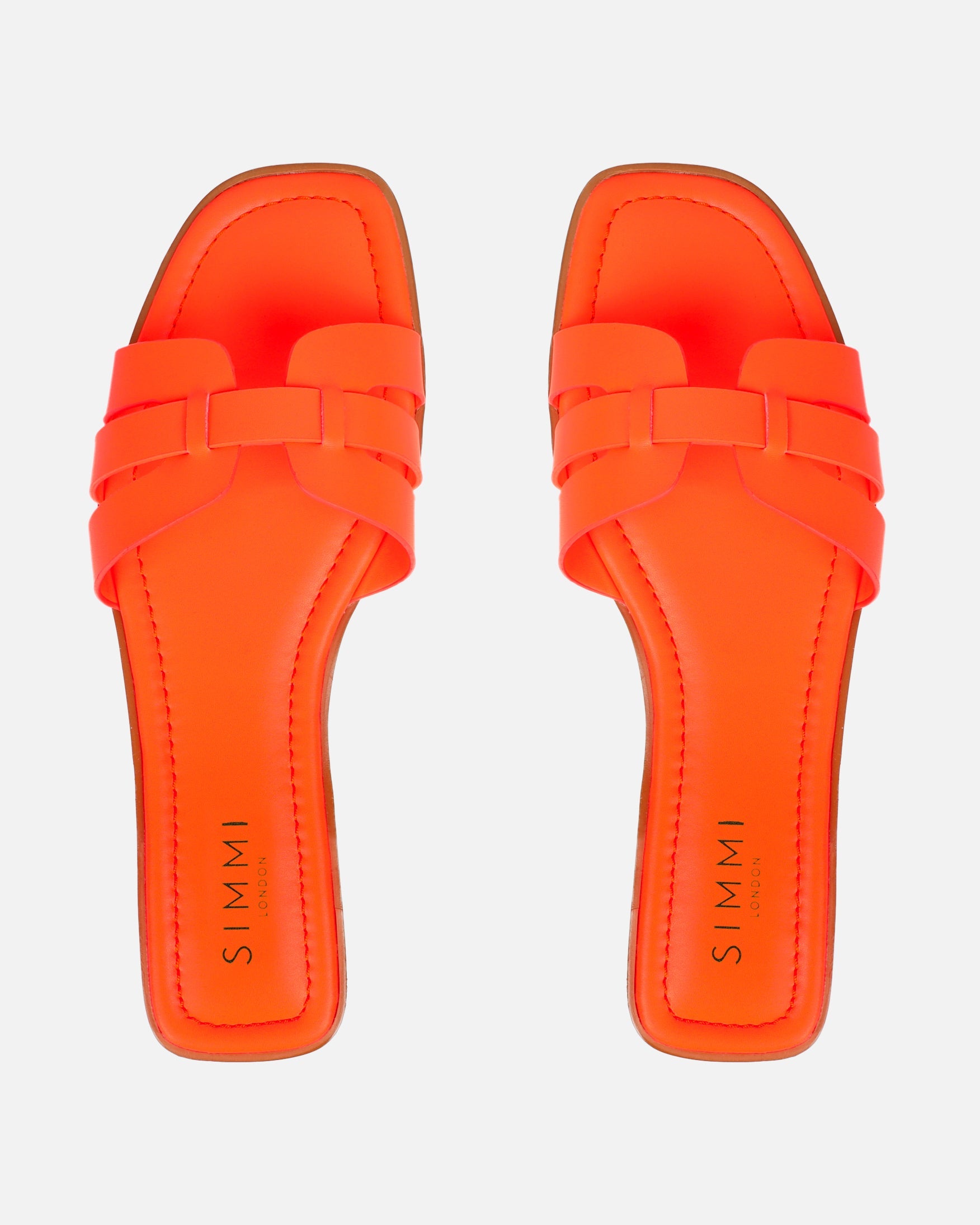 Jorja Bright Orange Slip On Flat Sandals