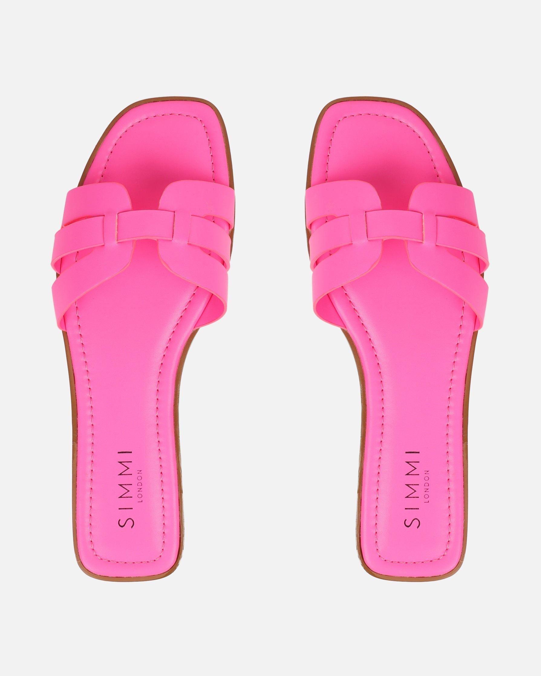 Jorja Bright Pink Slip On Flat Sandals