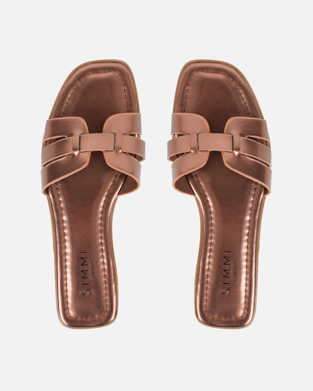Jorja Bronze Metallic Slip On Flat Sandals