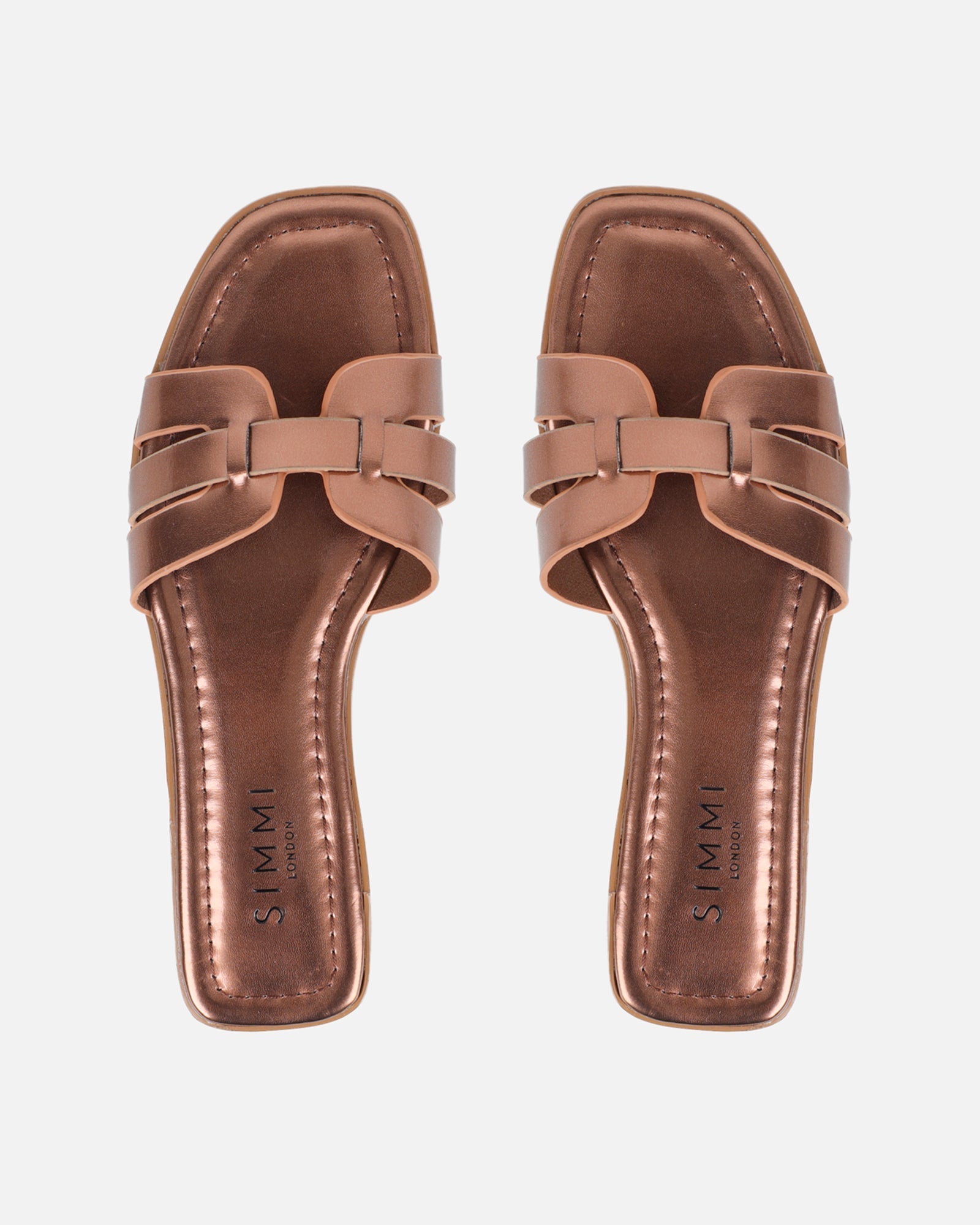 Jorja Bronze Metallic Slip On Flat Sandals