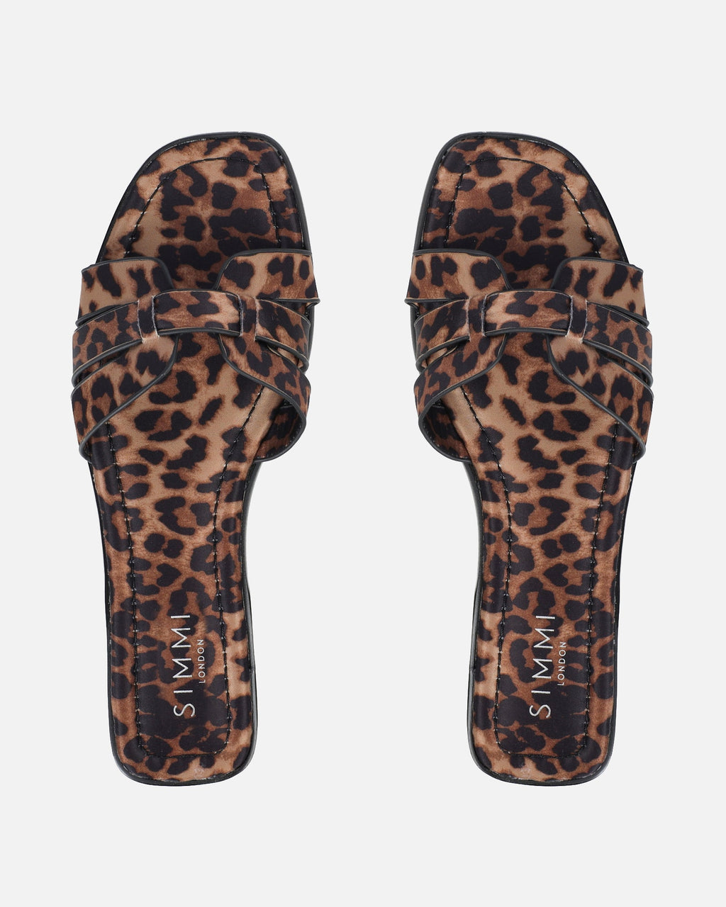 Jorja Leopard Satin Slip On Flat Sandals