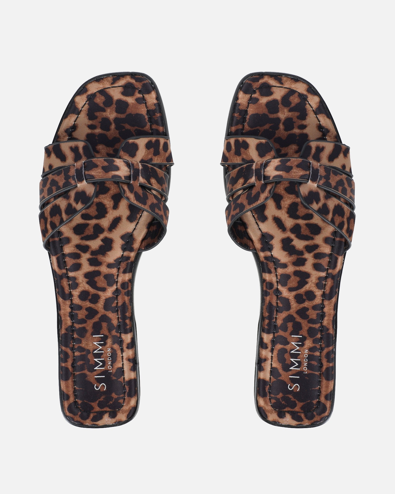 Jorja Leopard Satin Slip On Flat Sandals