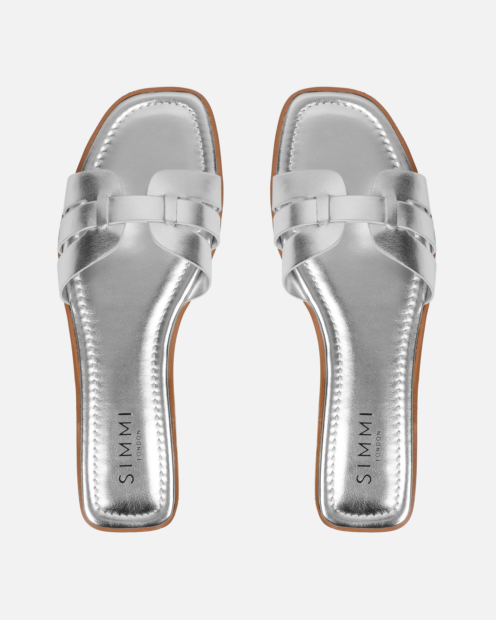 Jorja Silver Metallic Slip On Flat Sandals