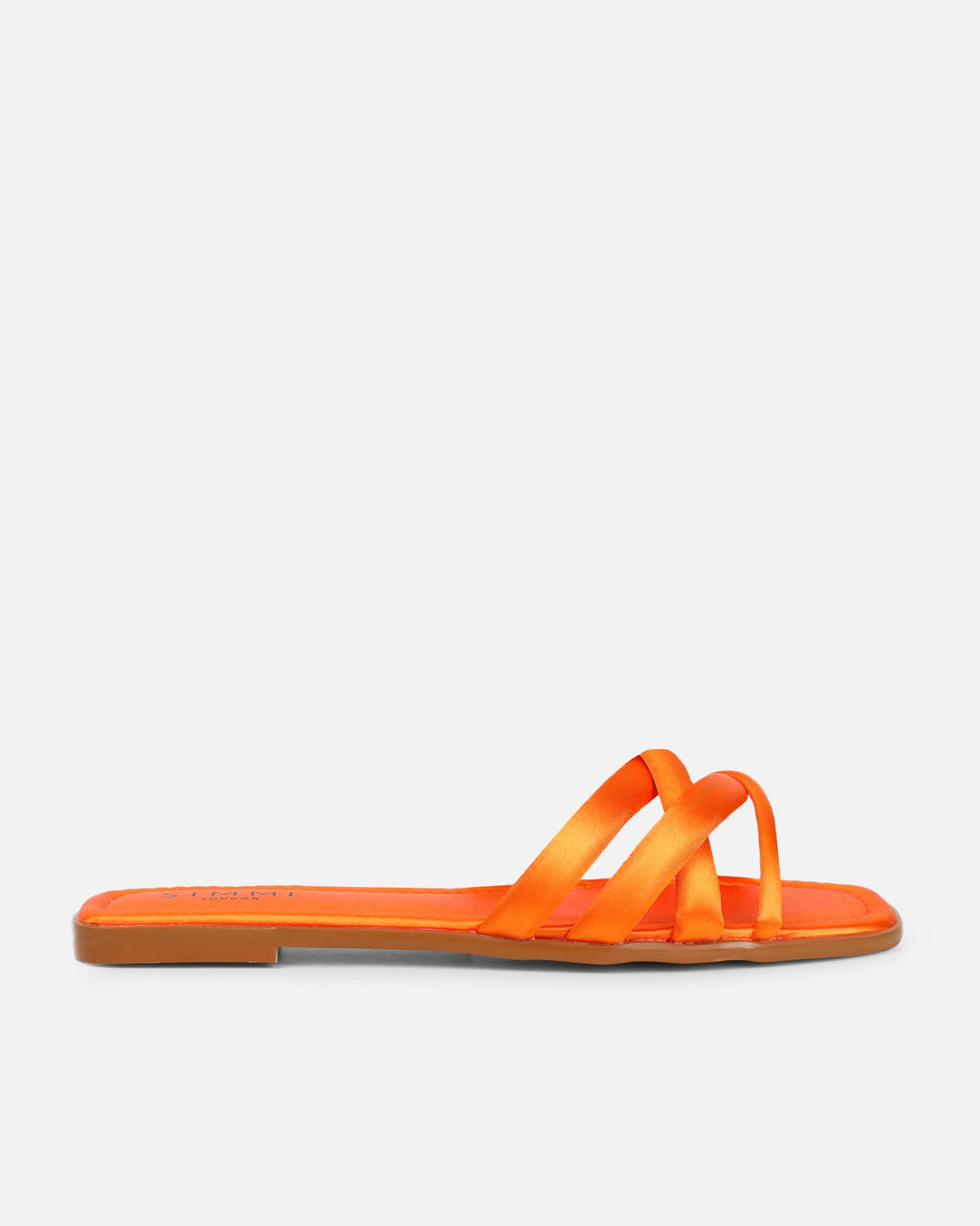 Kina Orange Satin Padded Slip On Flat Sandals