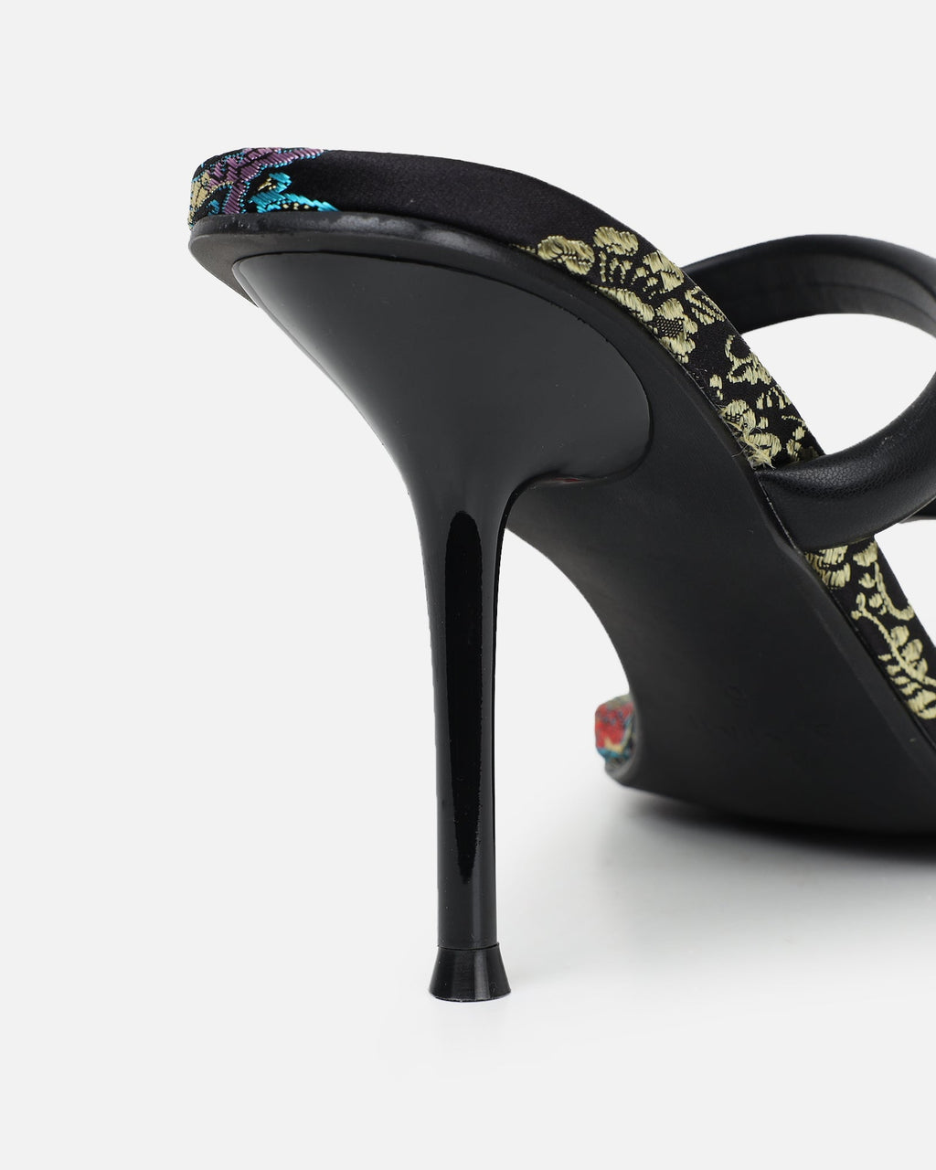 Kaeli black printed heeled sandals