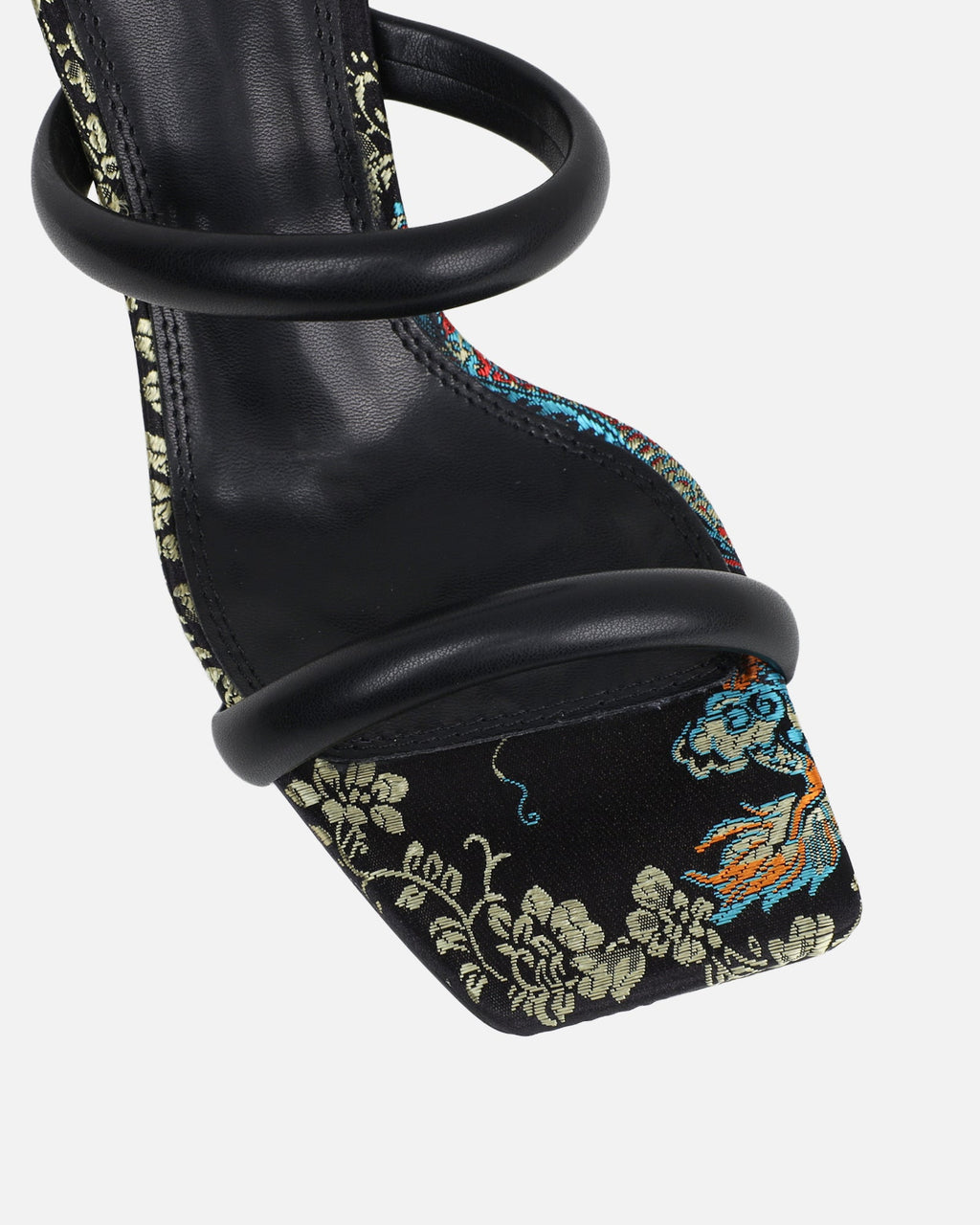 Kaeli black printed heeled sandals
