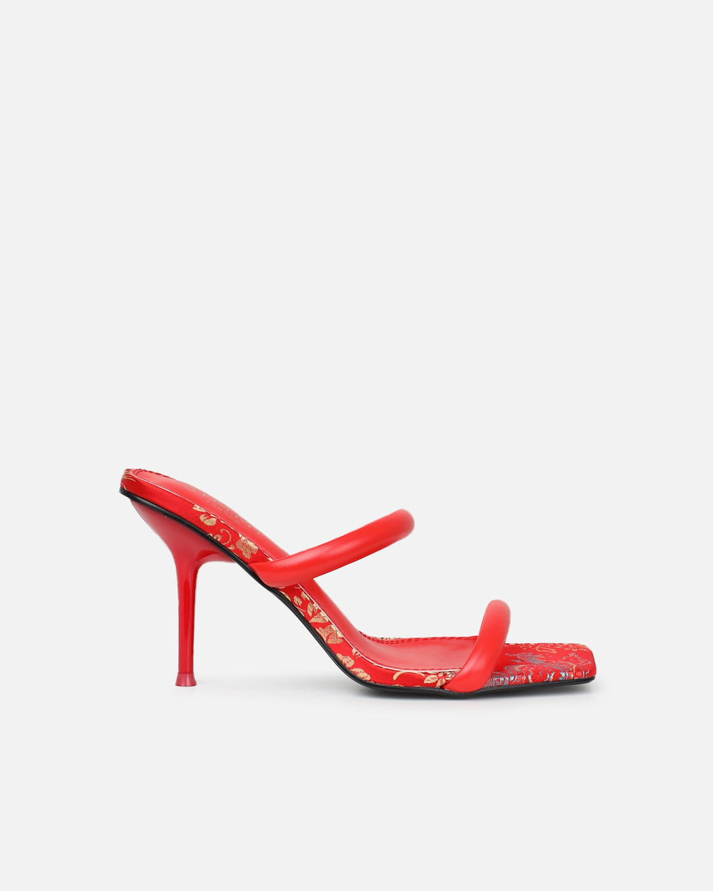 Kaeli red printed heeled sandals