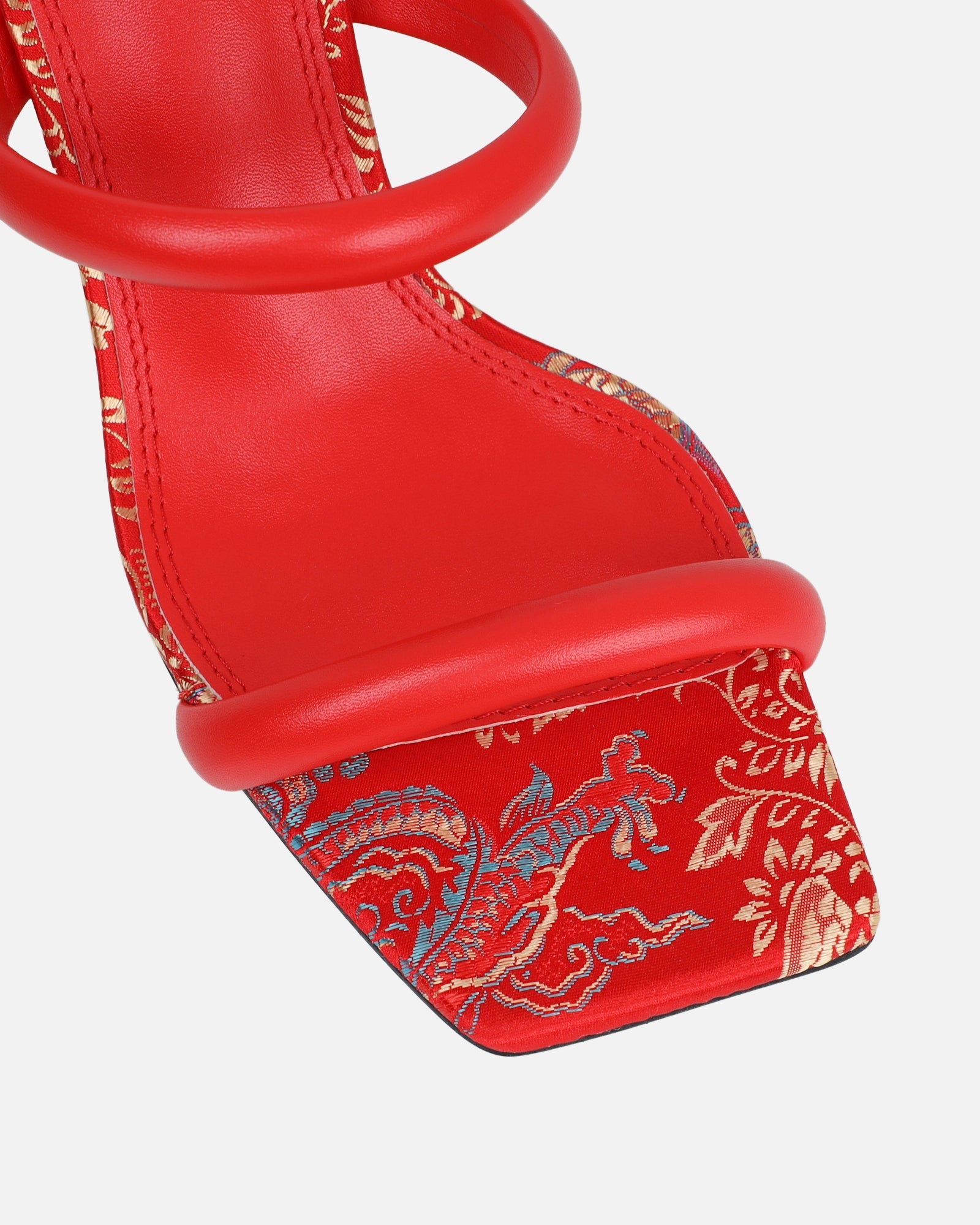 Kaeli red printed heeled sandals