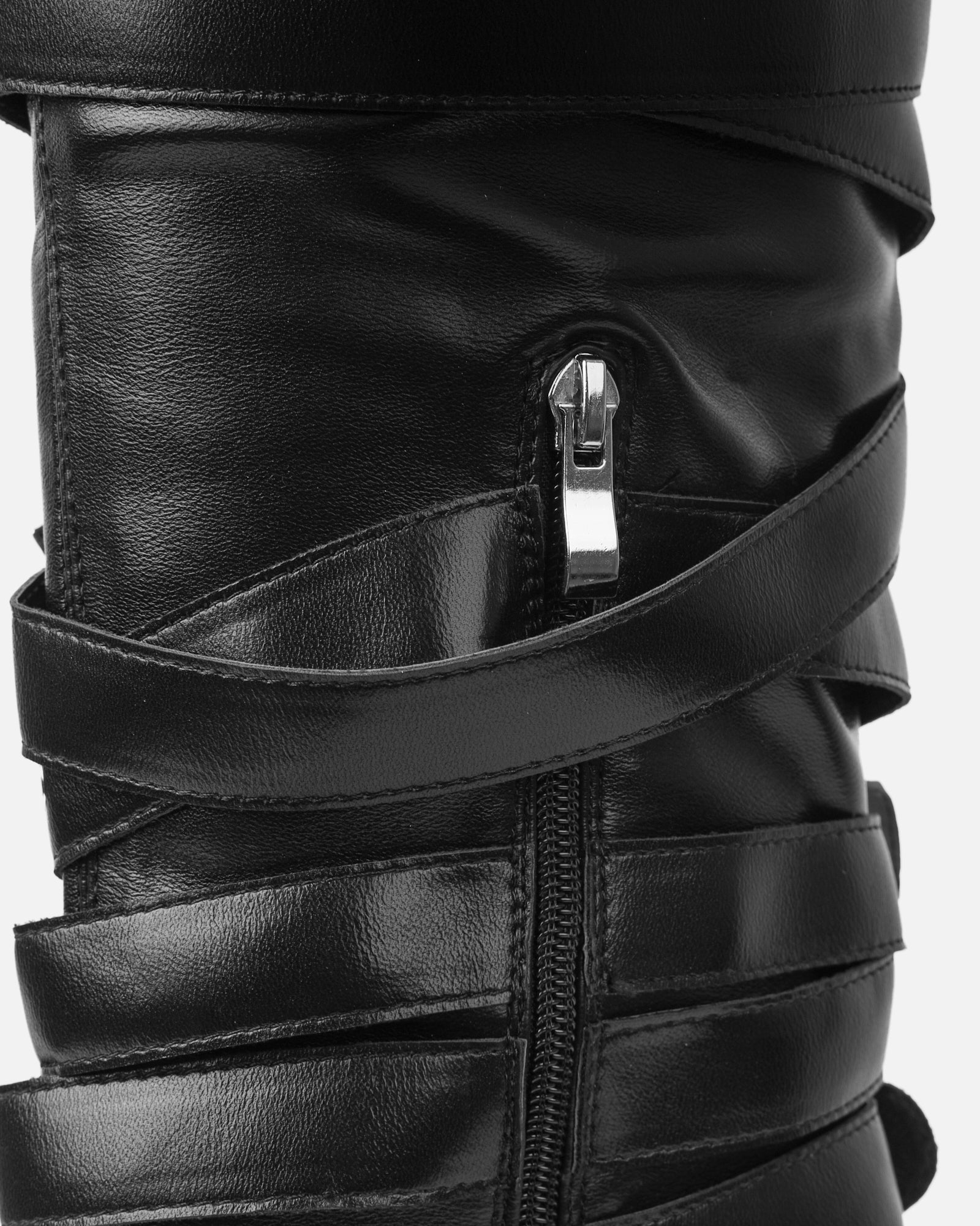 Lucian Black Strappy Buckle Stiletto Boots