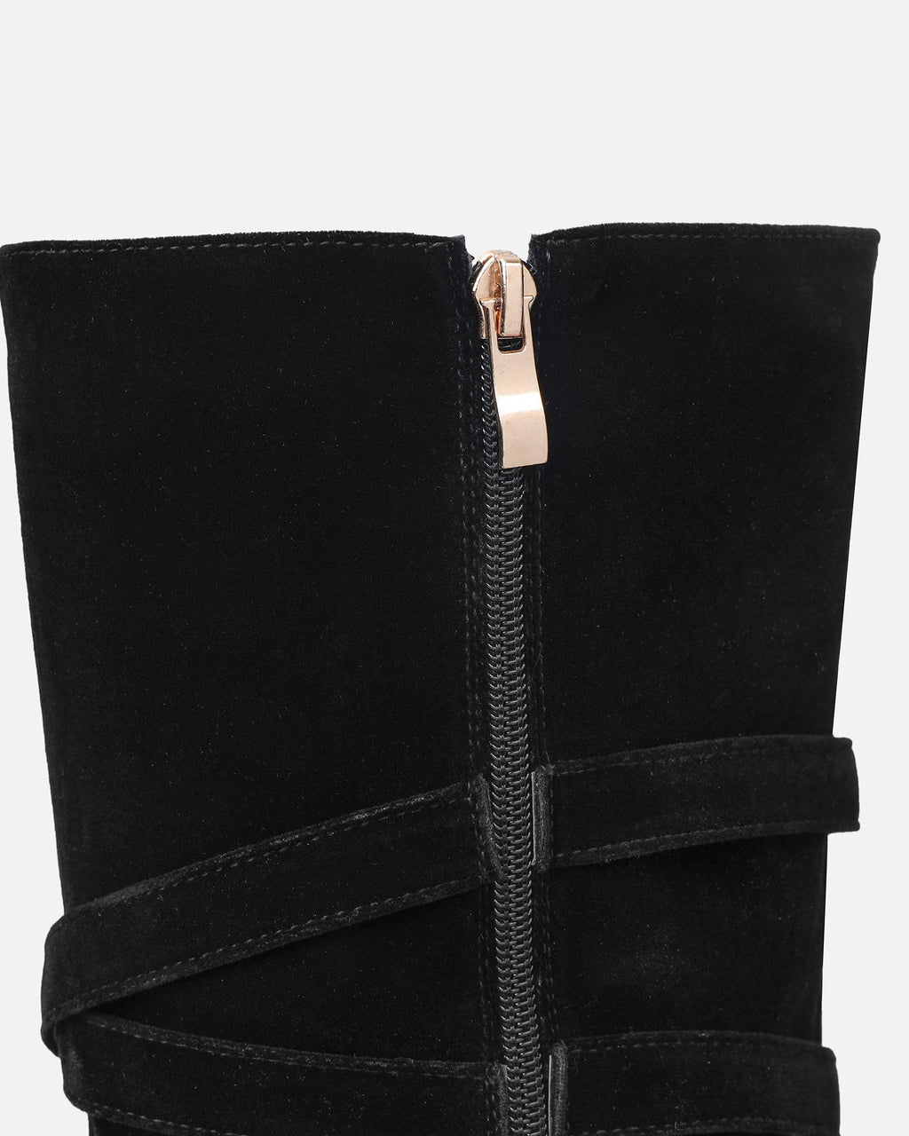 Kingston Black Suede Buckle Knee Boots