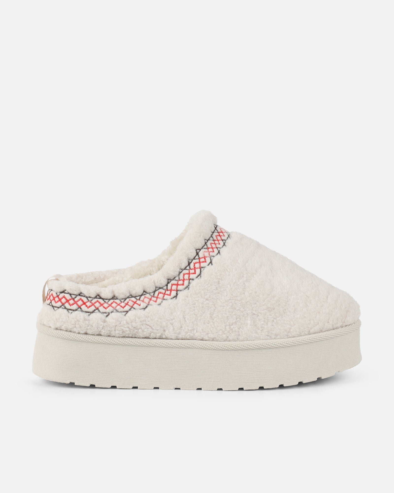 Kail Cream Teddy Faux Fur Flatform Slides