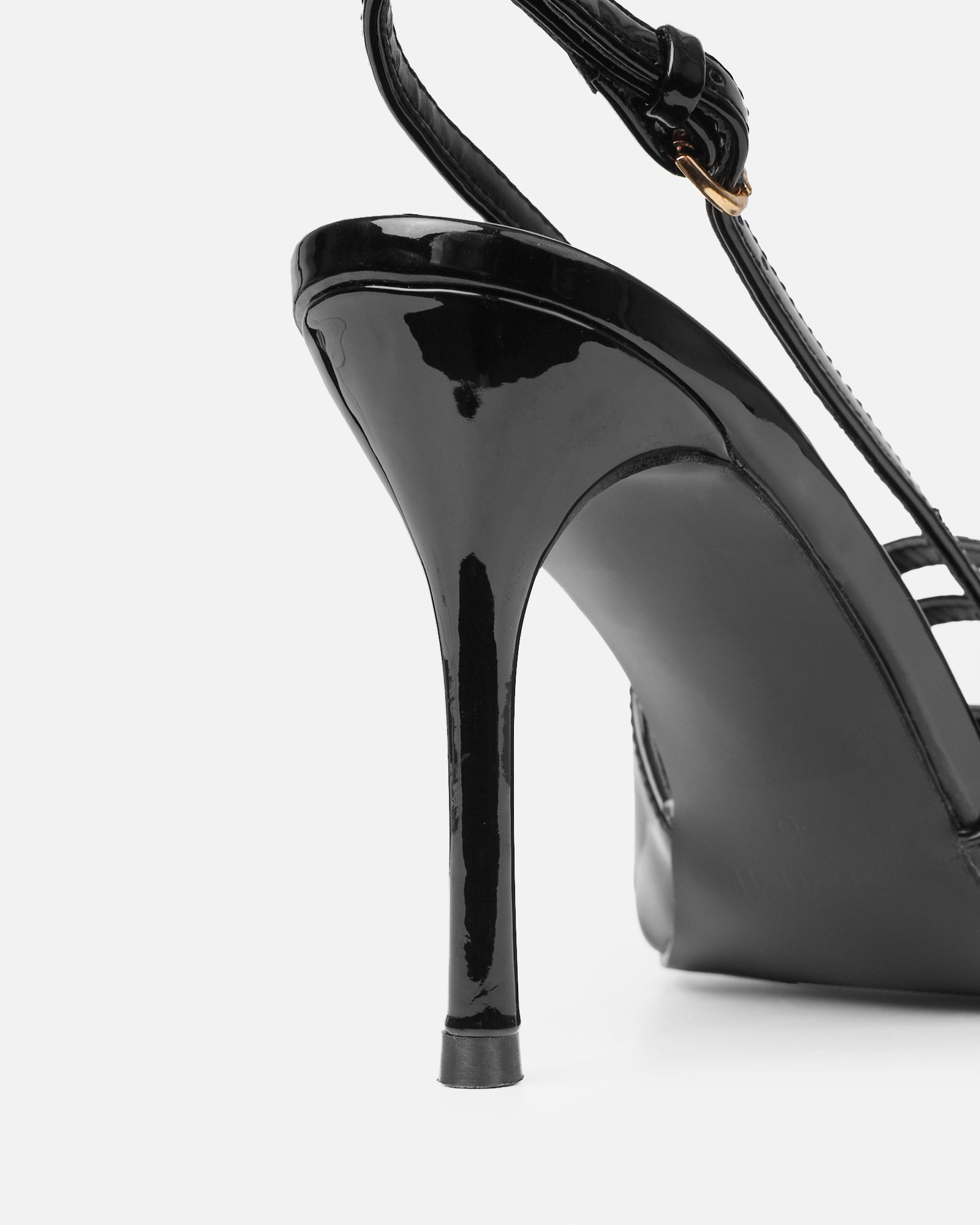 Kassiani Black Patent Sling Back Court Shoes