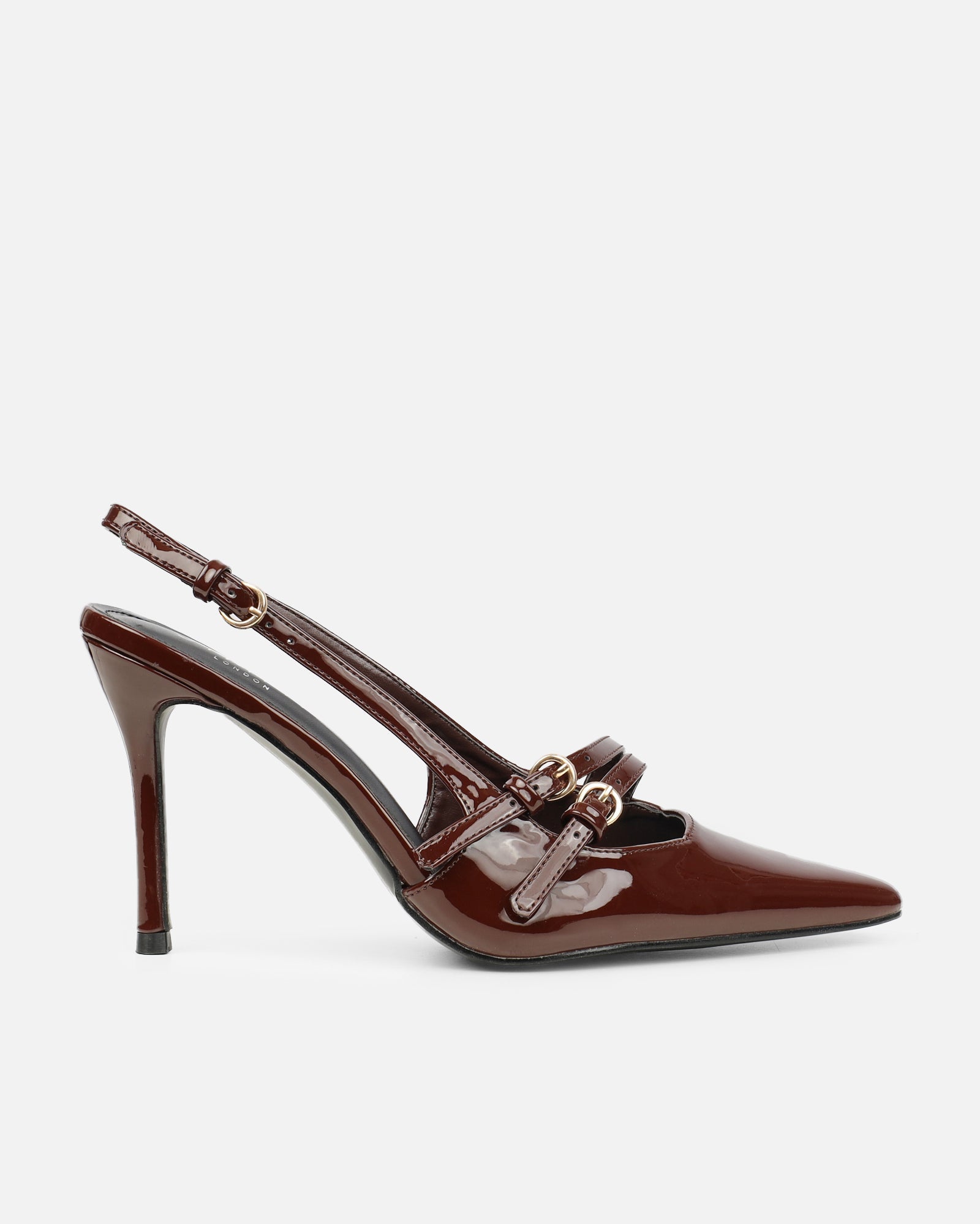 Kassiani Brown Patent Sling Back Court Shoes