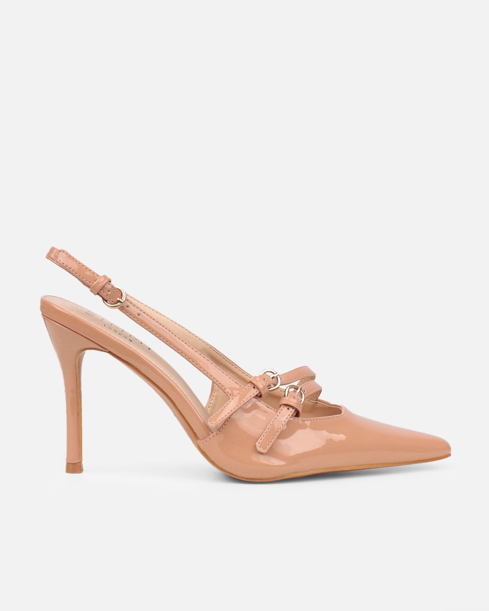 Kassiani Nude Patent Sling Back Court Shoes