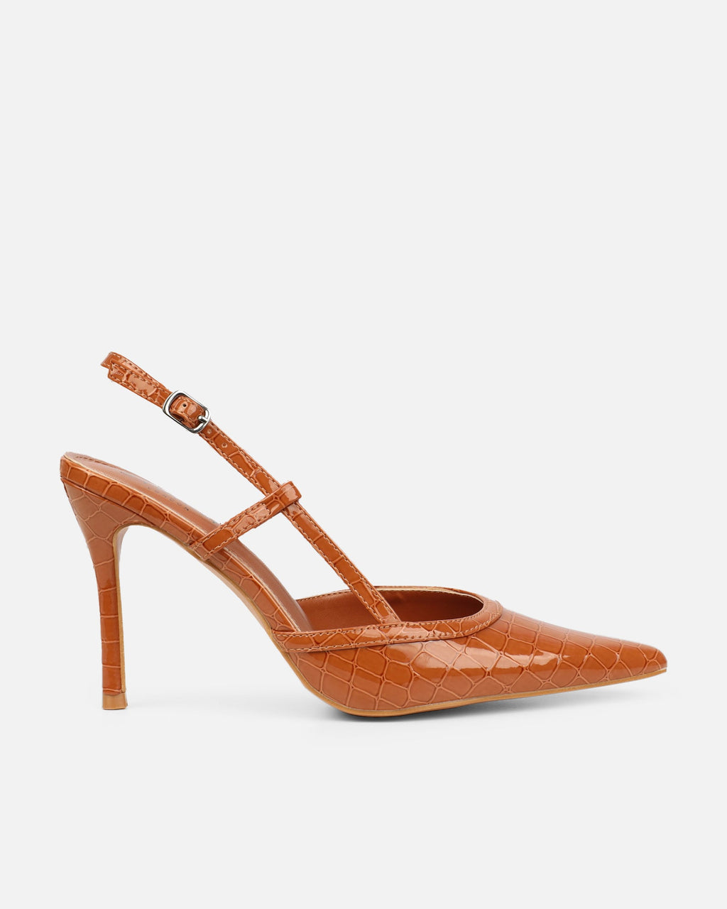 Kassi Tan Faux Croc Sling Back Court Shoes