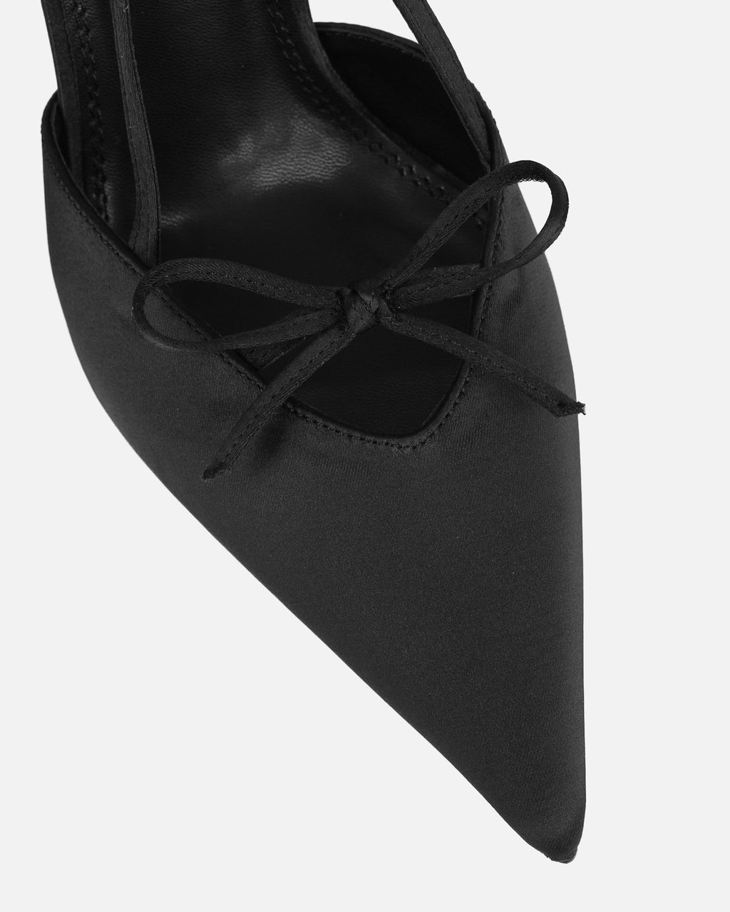Klara black satin bow detail court shoes