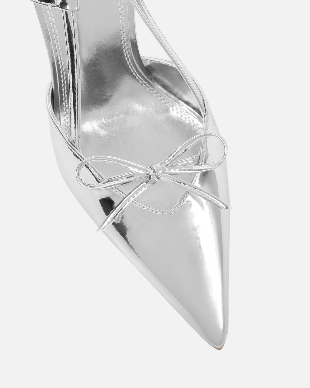 Klara silver mirror bow detail court shoes