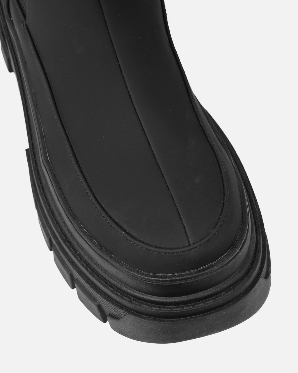 Kruse Black Rubberised Flat Chunky Knee High Boots