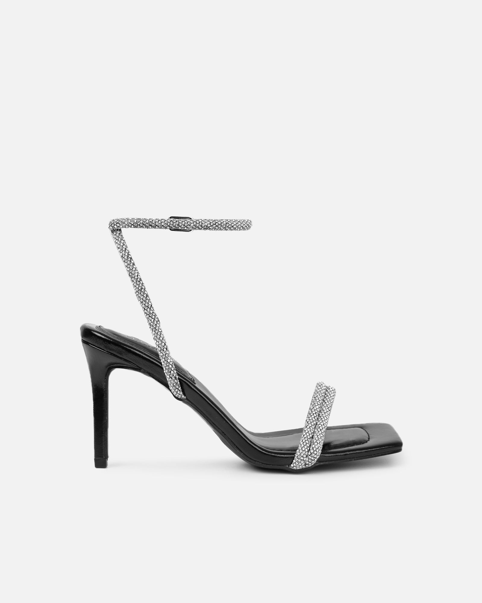 Kylen Black Diamante Heeled Sandals
