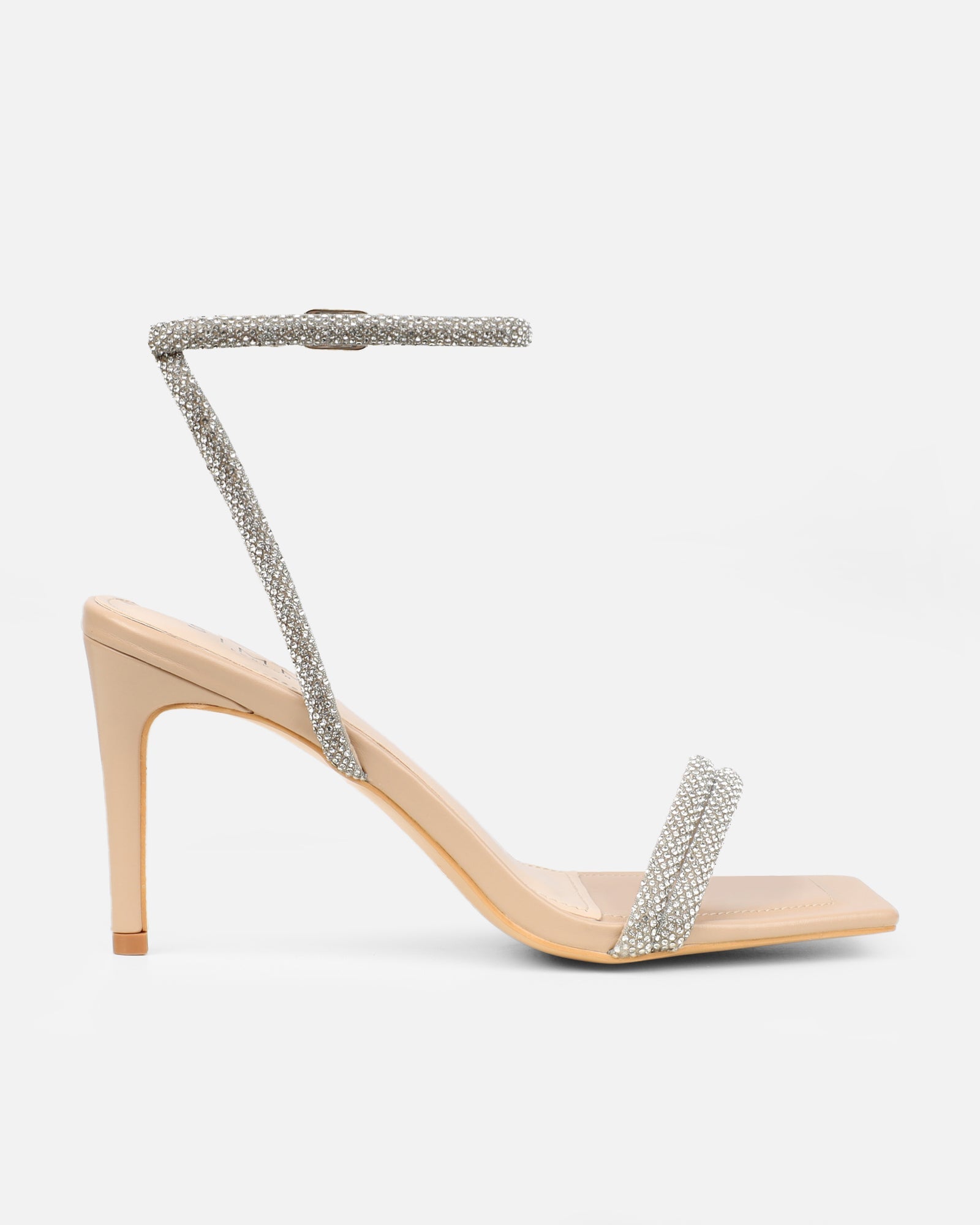 Kylen Nude Diamante Heeled Sandals