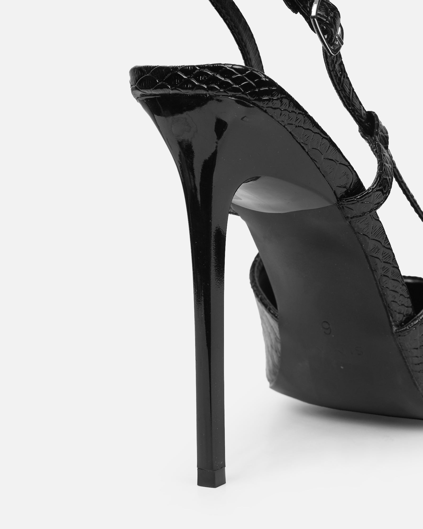 Lalli Black Snake Effect Court Shoes