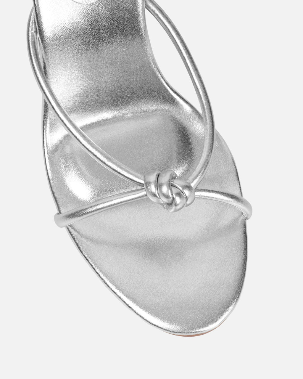 Louna Silver Metallic Twist Heeled Sandals
