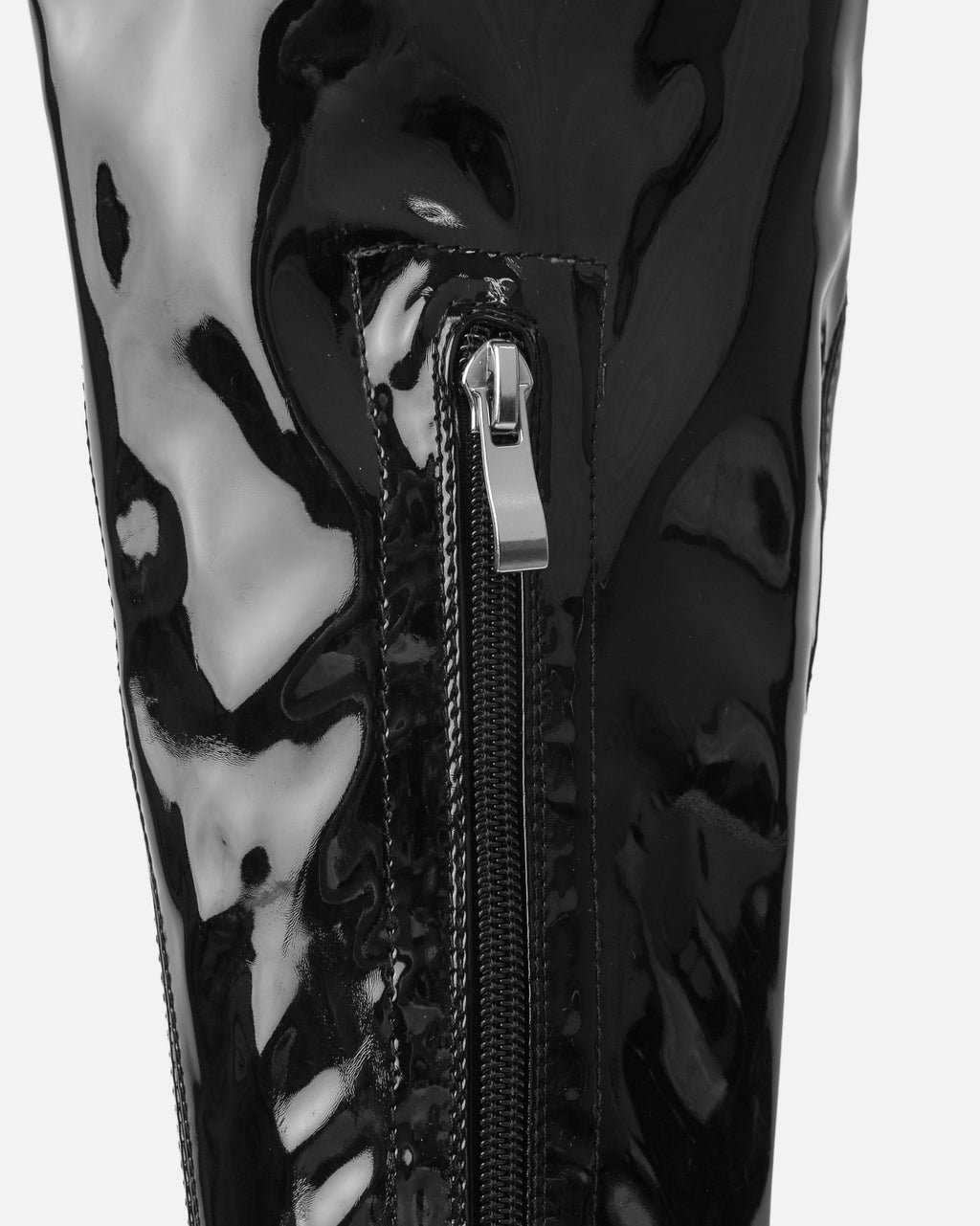 Lancelot Black Patent Mid Heeled Stretch Over The Knee Thigh High Boots