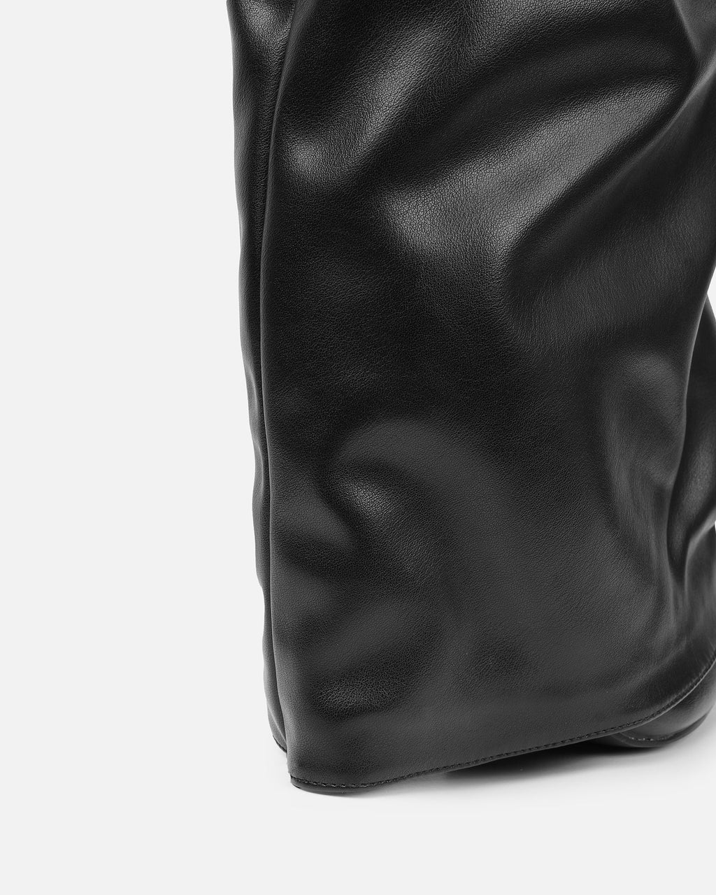 Lukas Black Ruched Fold Over Knee High Boots