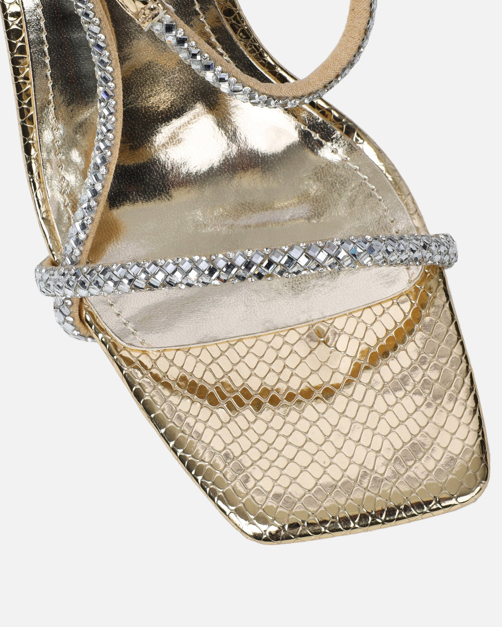 Darlina Gold Snake Diamante Heeled Sandals