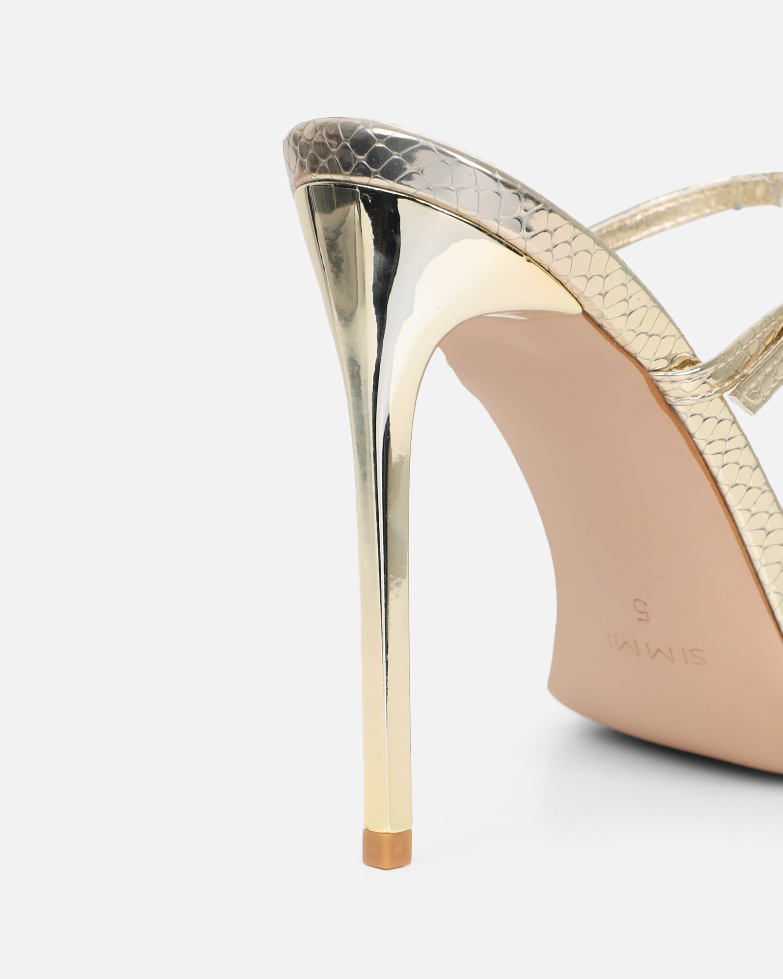 Leamy Gold Mirror Jeweled Heeled Sandals