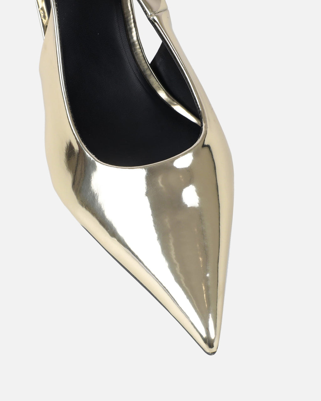 Liorra Gold Mirror Sling Back Mid Heeled Shoes
