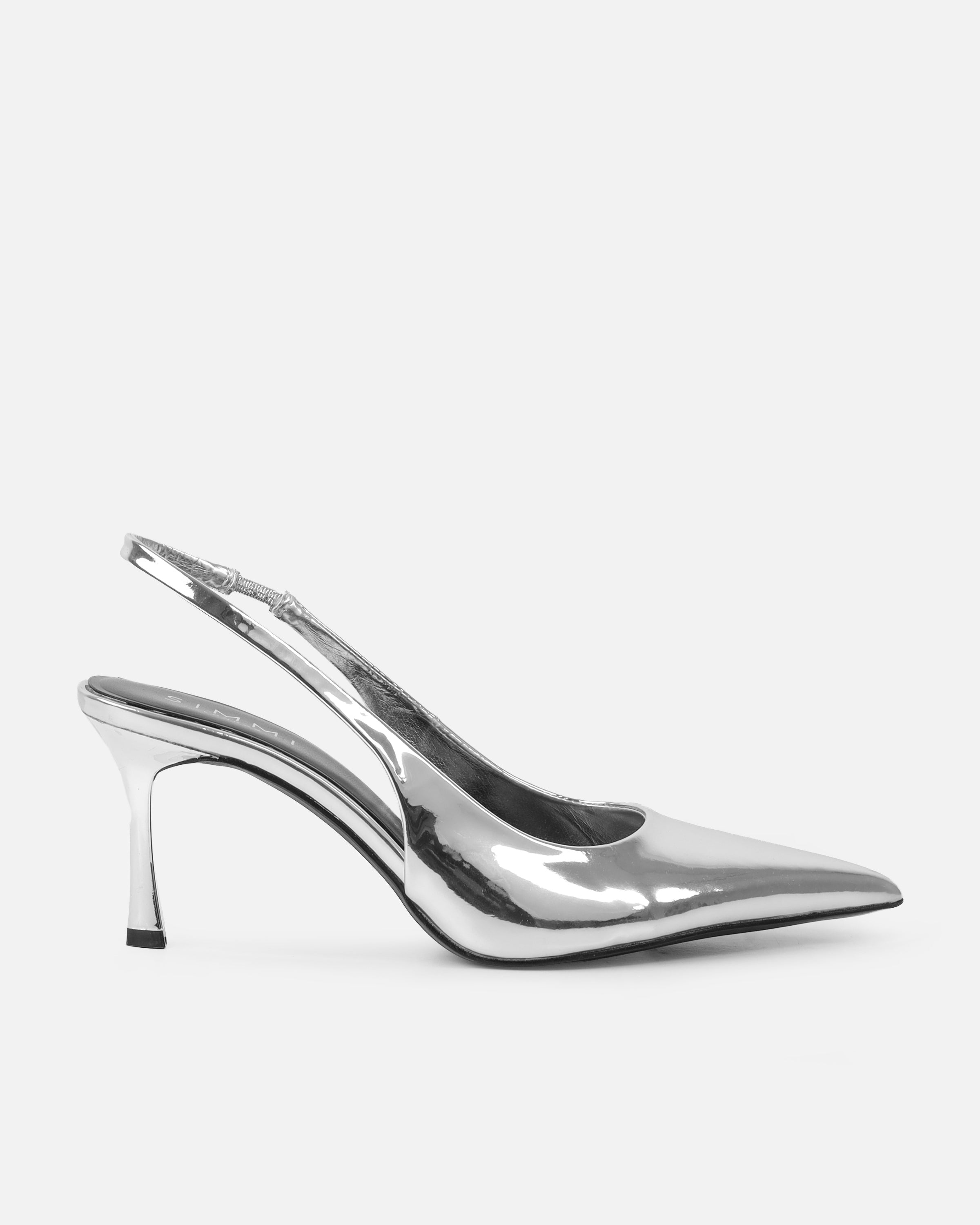 Liorra Silver Mirror Sling Back Court Shoes