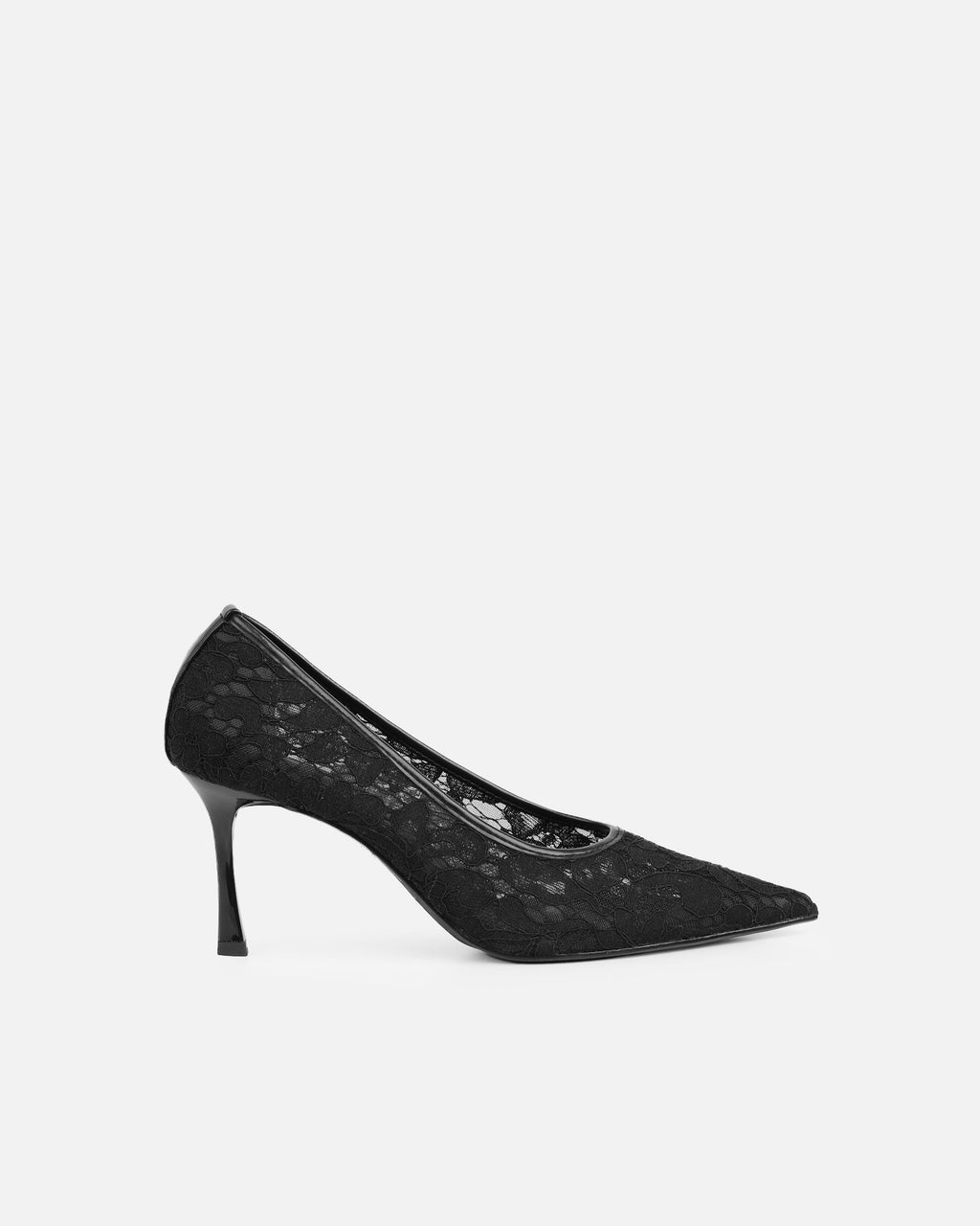 Luka Black Lace Low Heeled Court Shoes