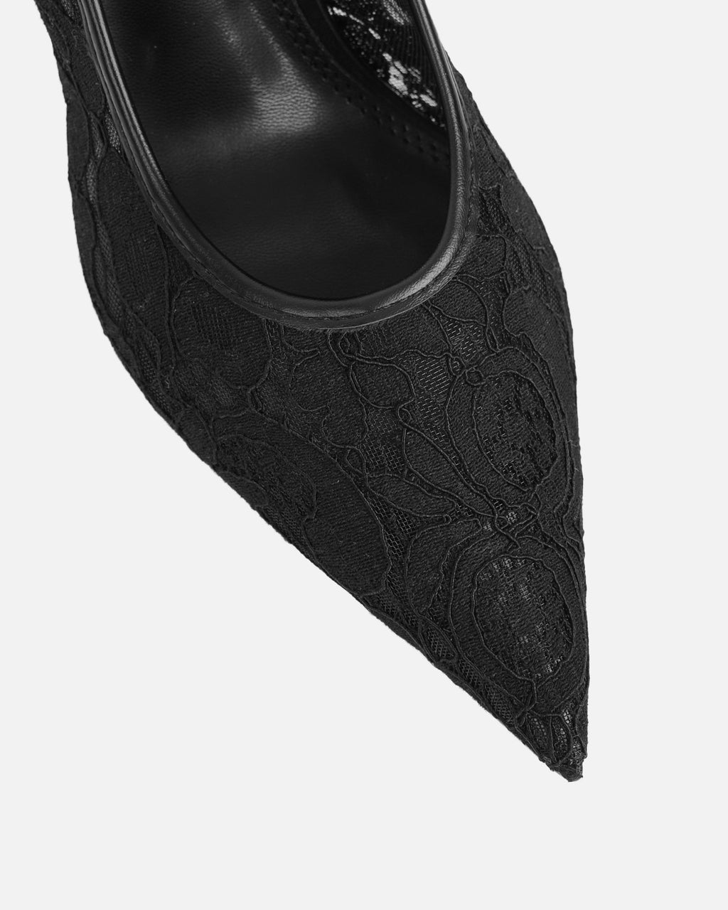 Luka Black Lace Low Heeled Court Shoes