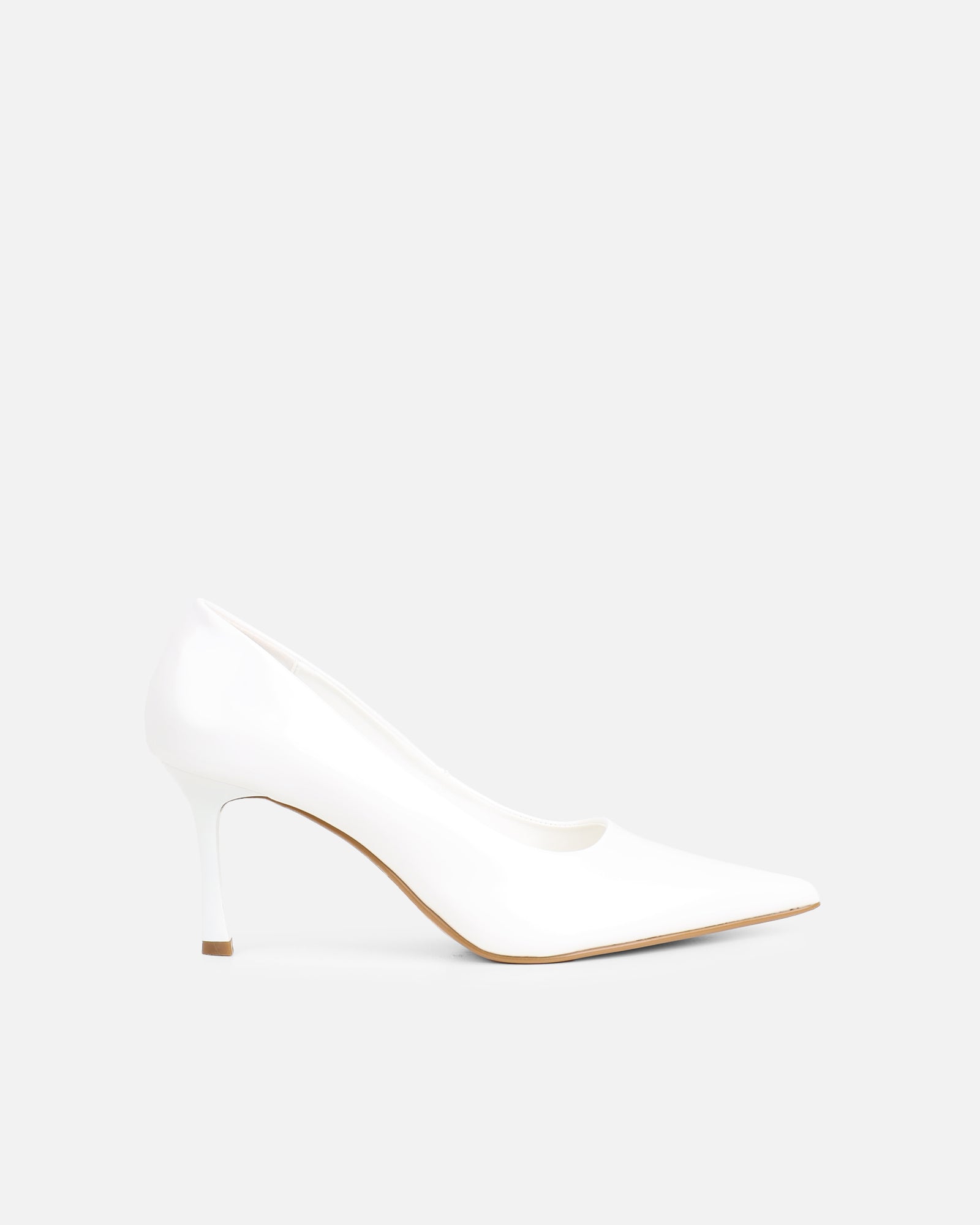 Luka White Low Heeled Court Shoes